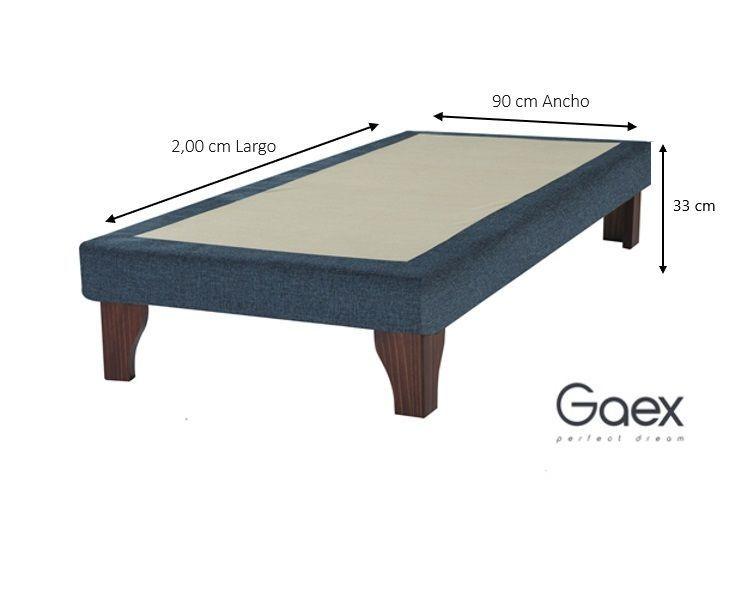 Base de cama 1 plaza Box 90x200 con respaldo Berna Azul-2
