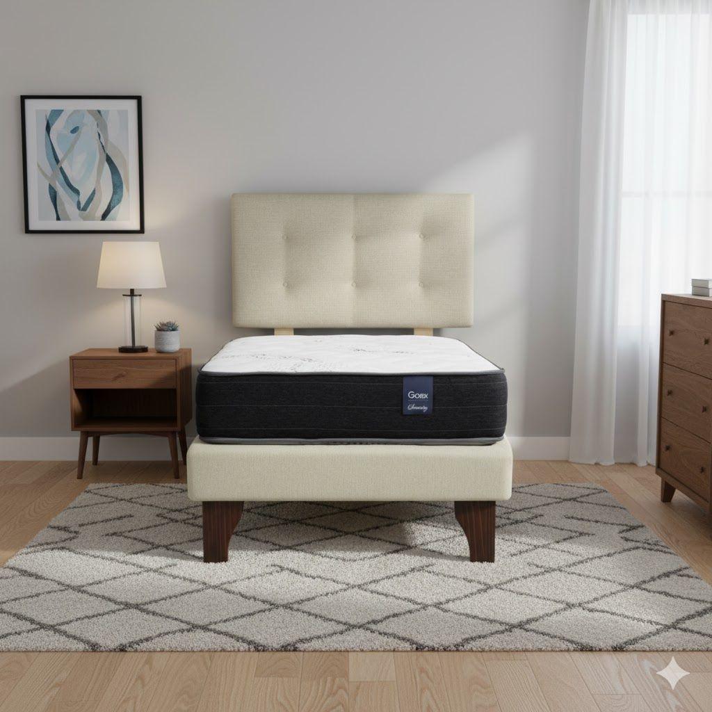 Cama Europea 1.5 Plazas 200 Respaldo Berna-0