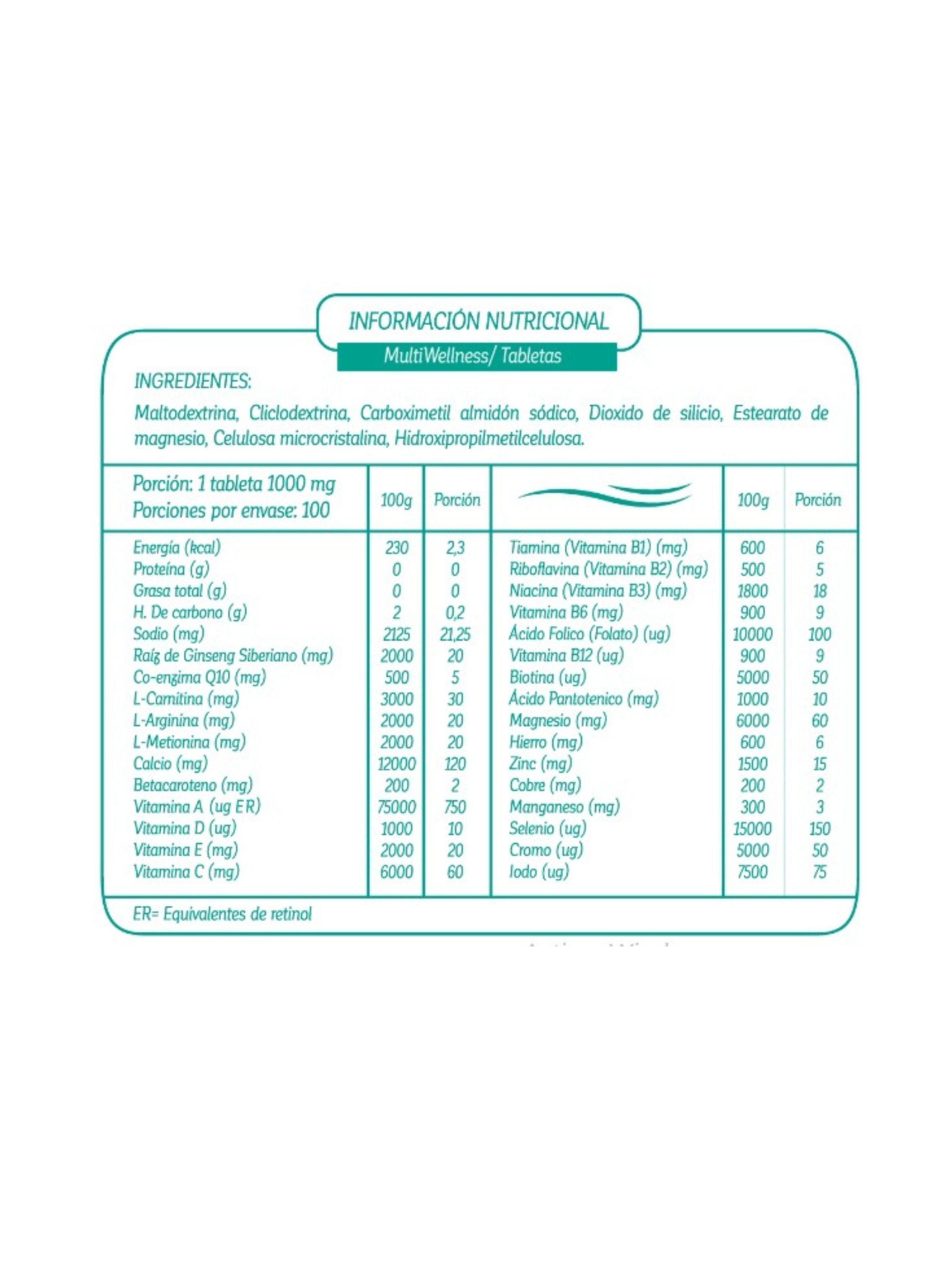 Multiwellness C/Ginseng, 100 Tabletas, ByWellness-4
