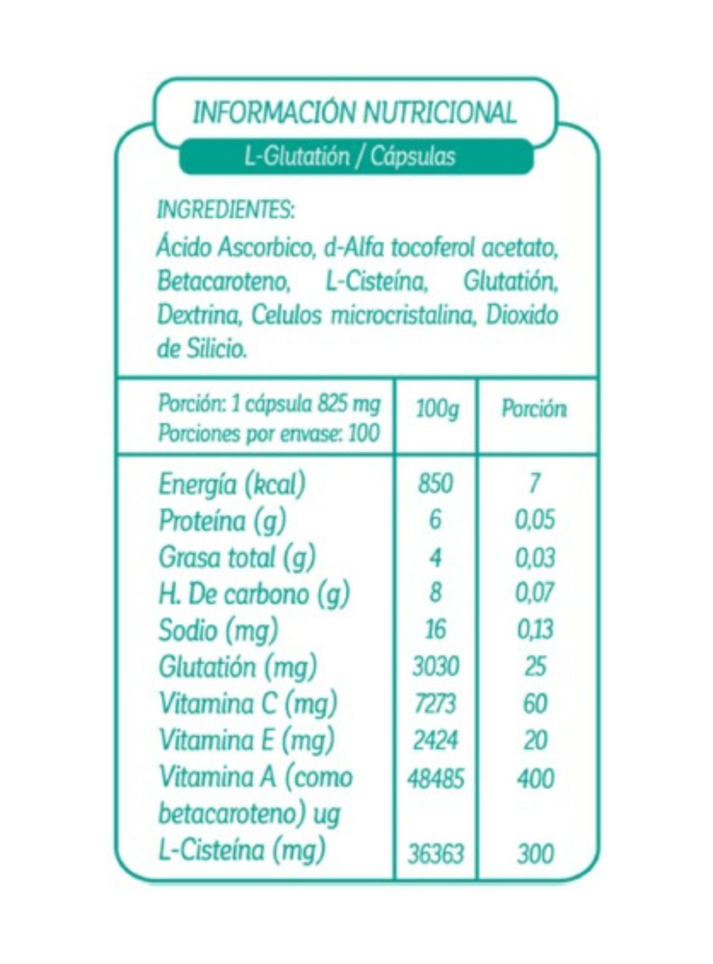 L-Glutation + Vitamina A,C y E + Cisteina, 100 Capsulas, ByWellness-4