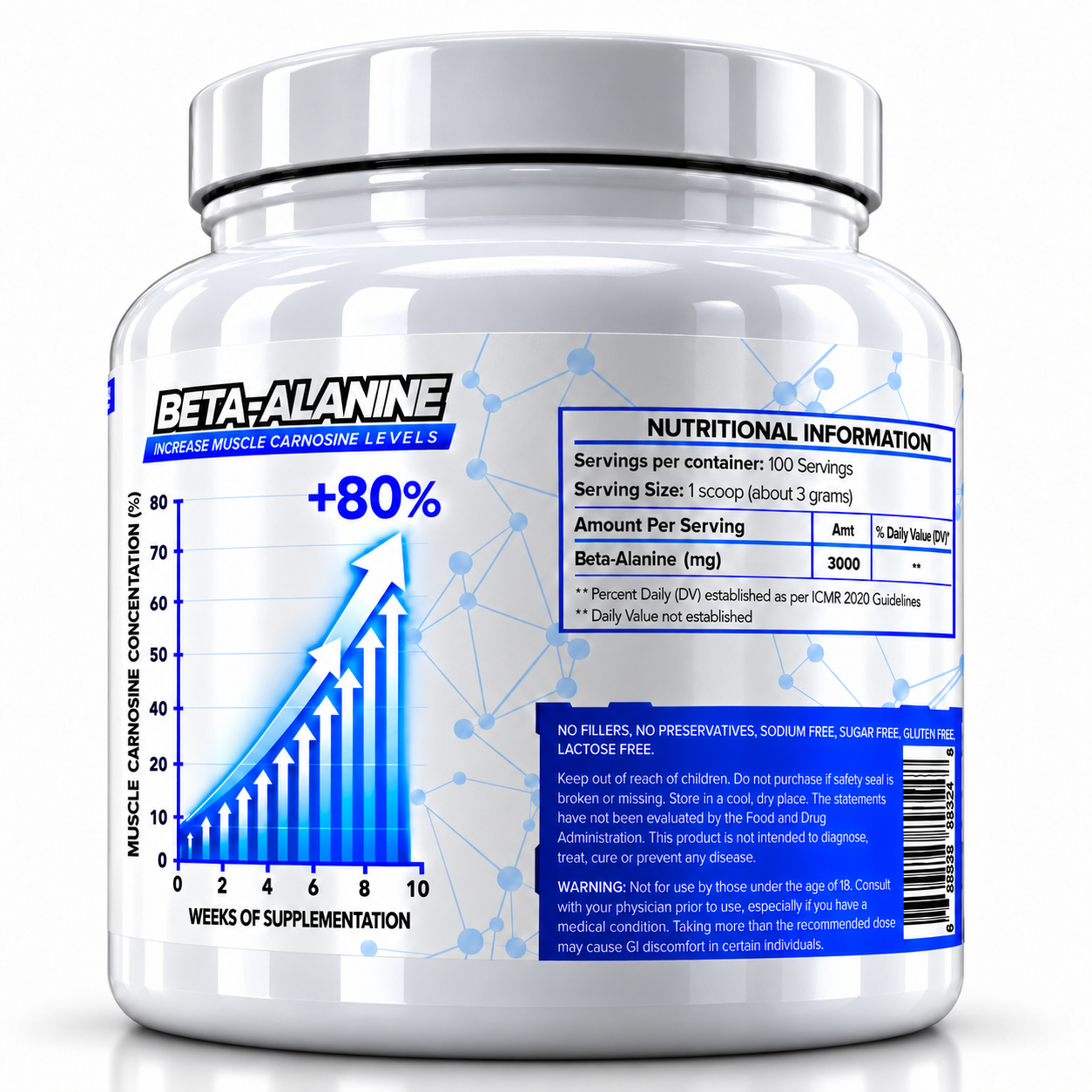 Beta Alanina 300g Fusion Genetic Lab 100 Porciones Resistencia y Rendimiento Muscular Sin Sabo-2