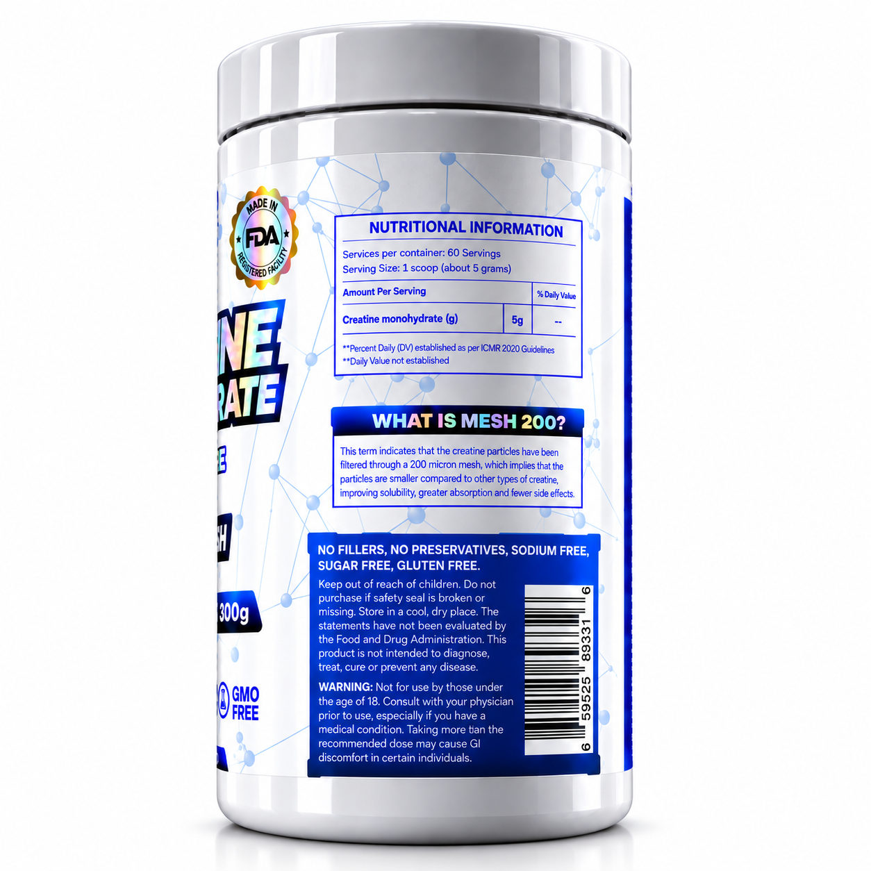 Creatina Monohidratada 200 Mesh 300g Fusion Genetic Lab-2