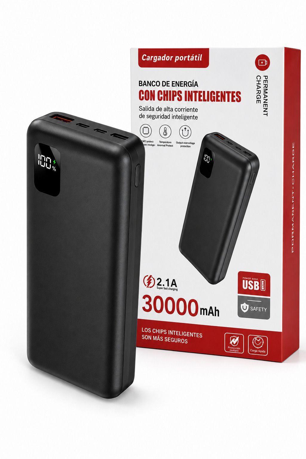 Power Bank 30000mAh Bateria Externa USB Carga Rapida Pantalla LED-2