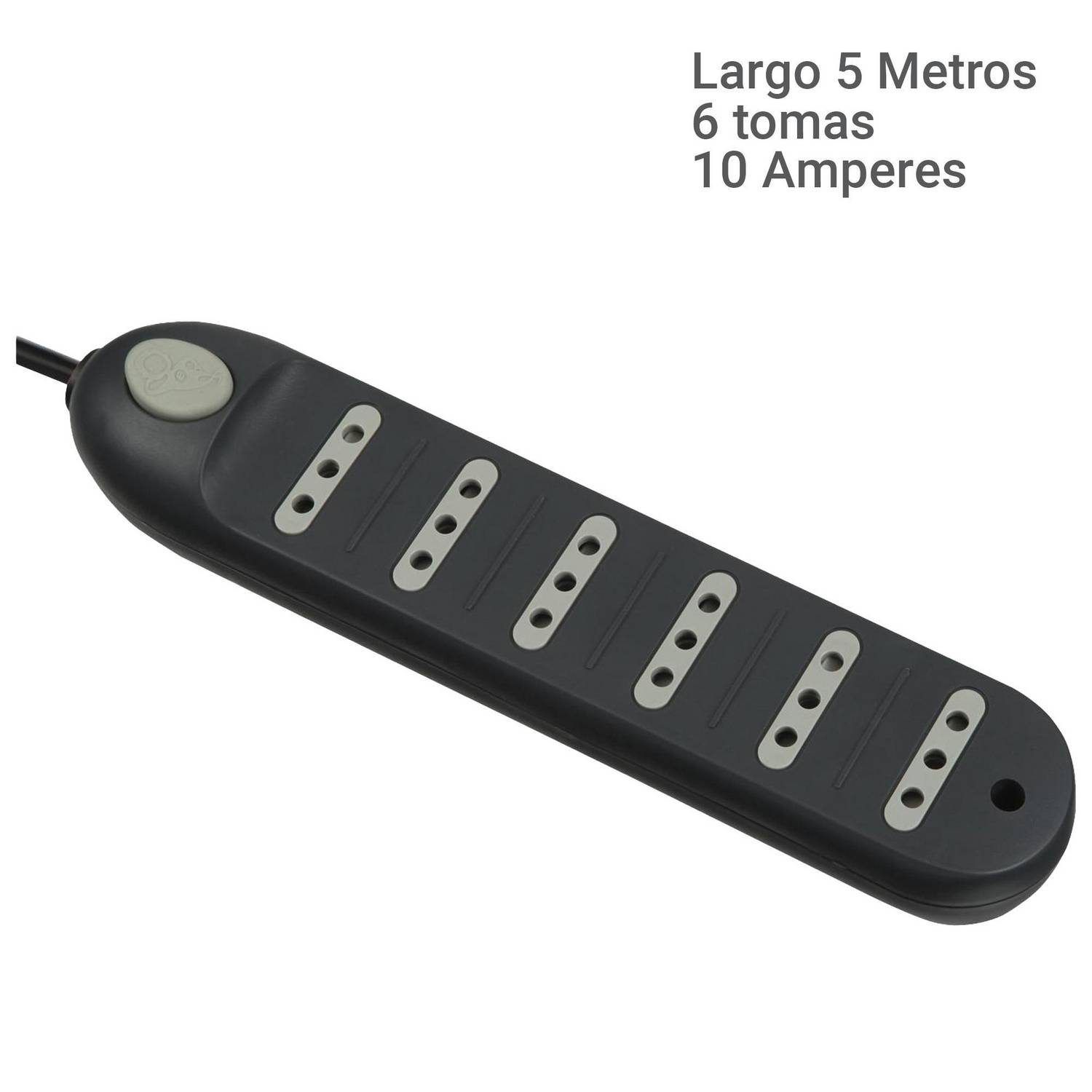 Alargador Negro 6 Tomas 5metros Con Switch Encendido apagado Electraline-2