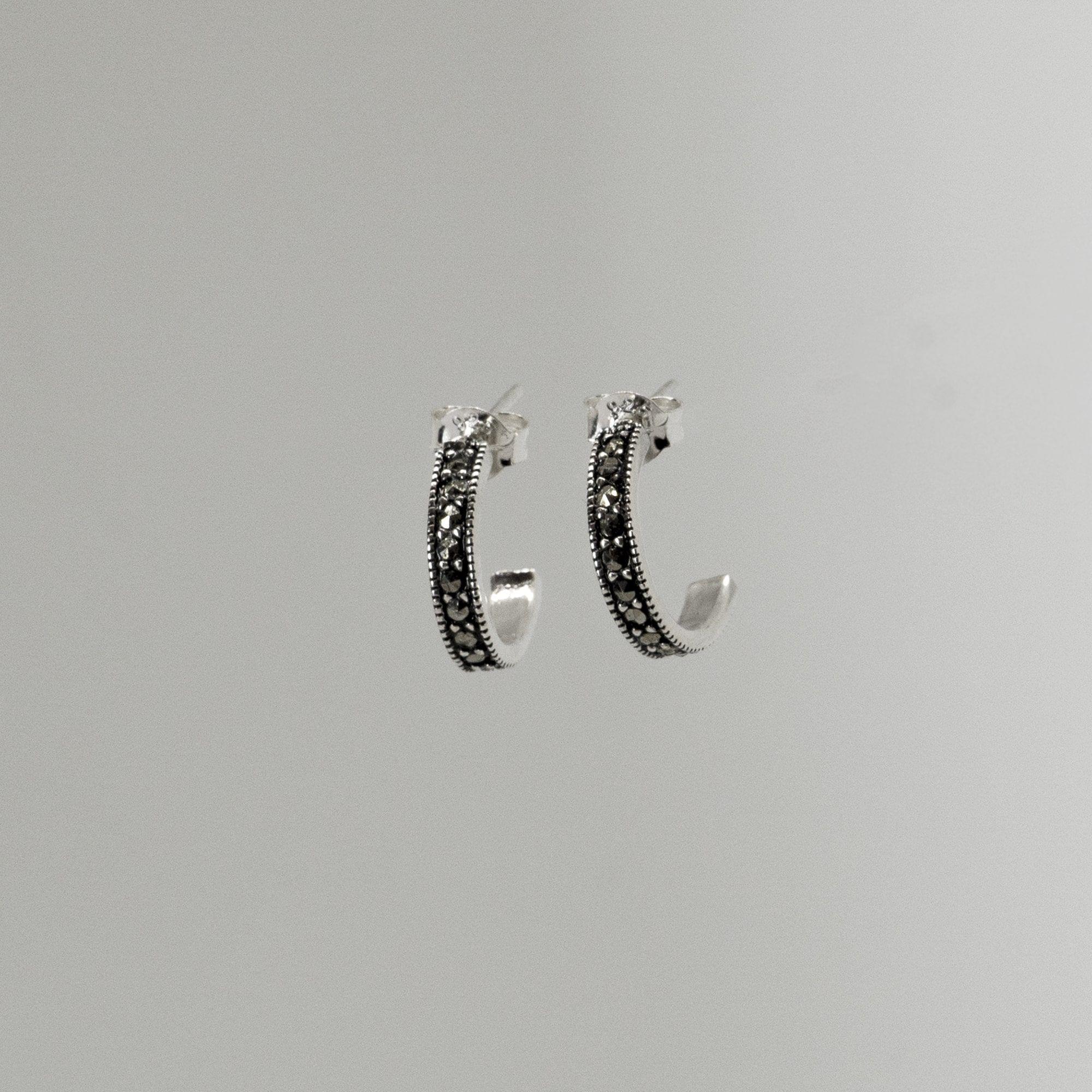 Aros Media Argolla con marquesita Plata Philippa Joyas-0