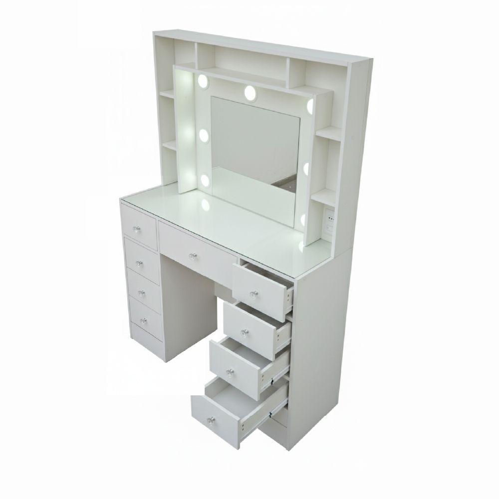 Tocador Hollywood repisero luz empotrada 9 cajones -2