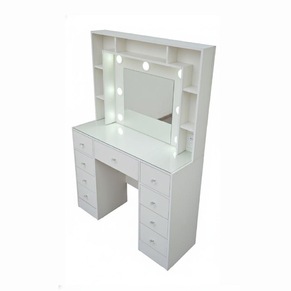 Tocador Hollywood repisero luz empotrada 9 cajones -3