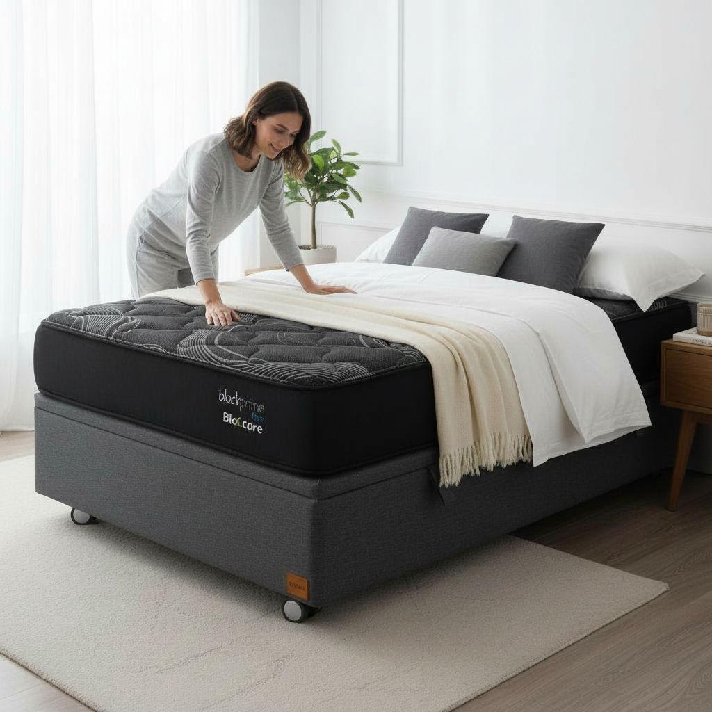 Cama Baul 1 Plaza L200 cm + Colchon Black Prime Modelo Uno Rueda logo (Gris)-5