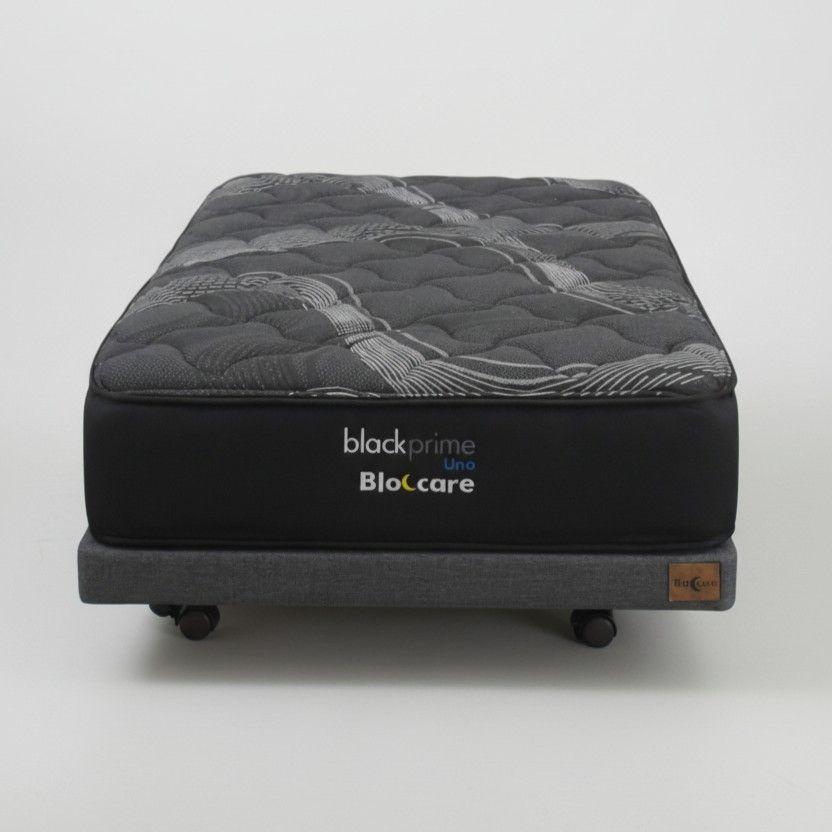 Cama 1 5 Plaza Box 8 cm L190 cm Colchon Black Prime Modelo Uno Con Rueda Divan Gris-2