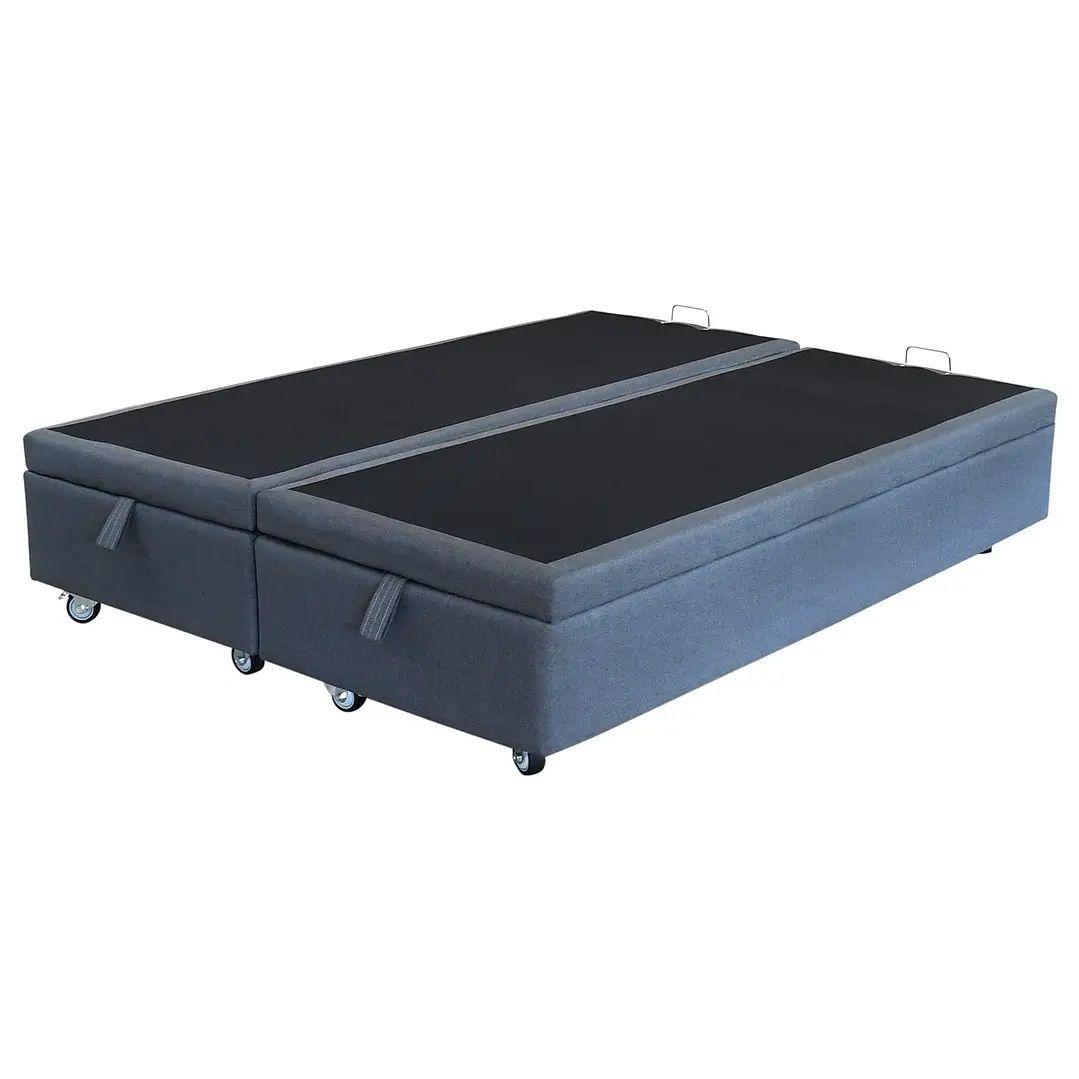 CAMA BAÚL GRIS SUPER KING DIVIDIDA L200 + COLCHÓN CIC PREMIUM + RUEDAS DELUXE-2