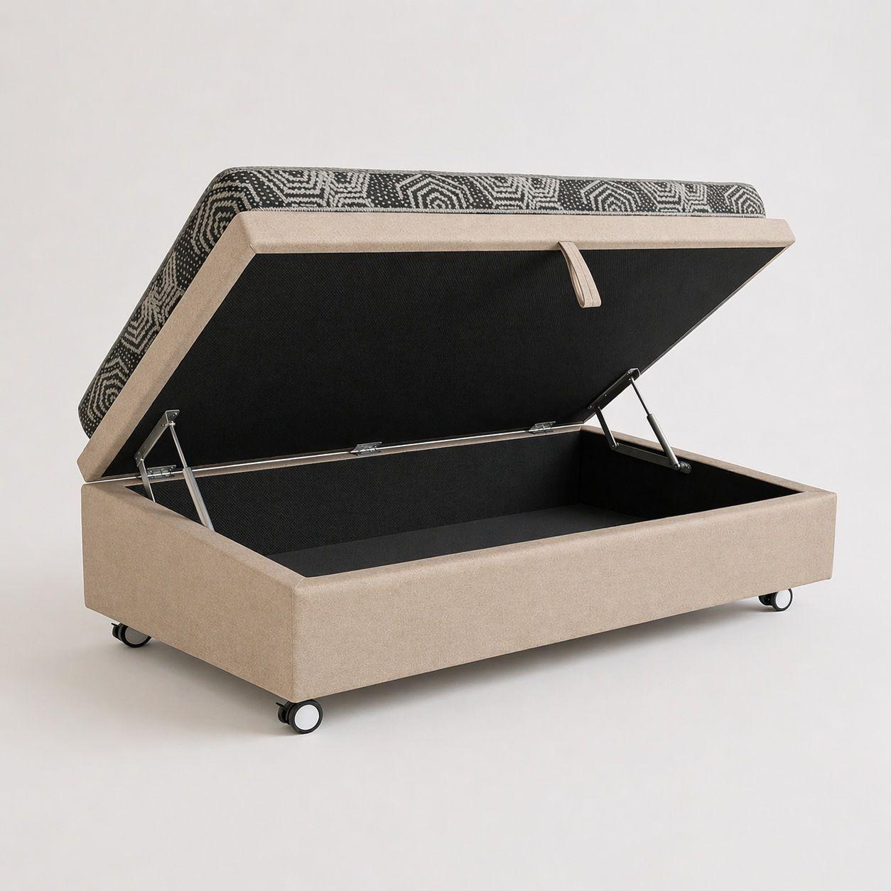Cama Baul 1 Plaza con Colchon Modelo Ideal Con Patas De 4 5 Beige-1