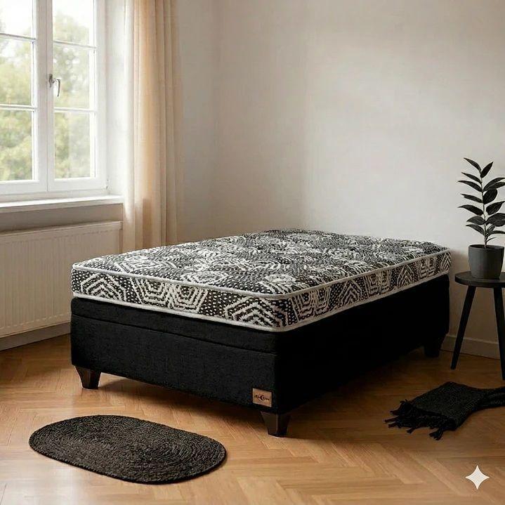 Cama Baul 1 Plaza L190 cm Colchon Ideal Patas De 11 Negro-0