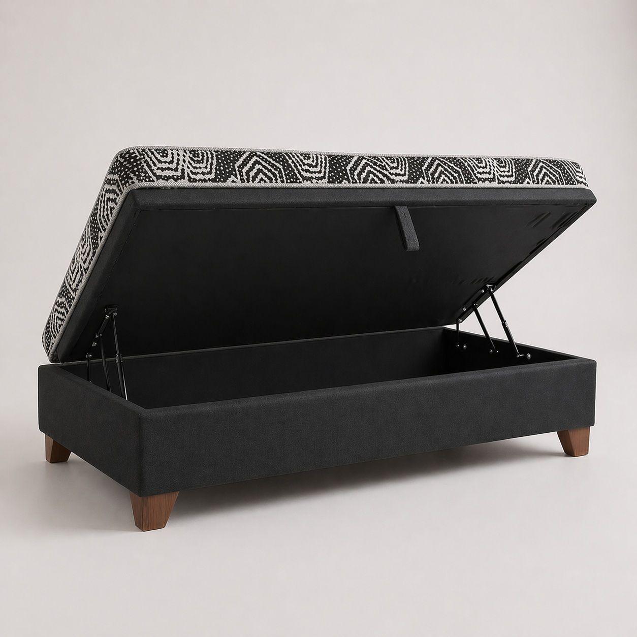 Cama Baul 1 Plaza L190 cm Colchon Ideal Patas De 11 Negro-2