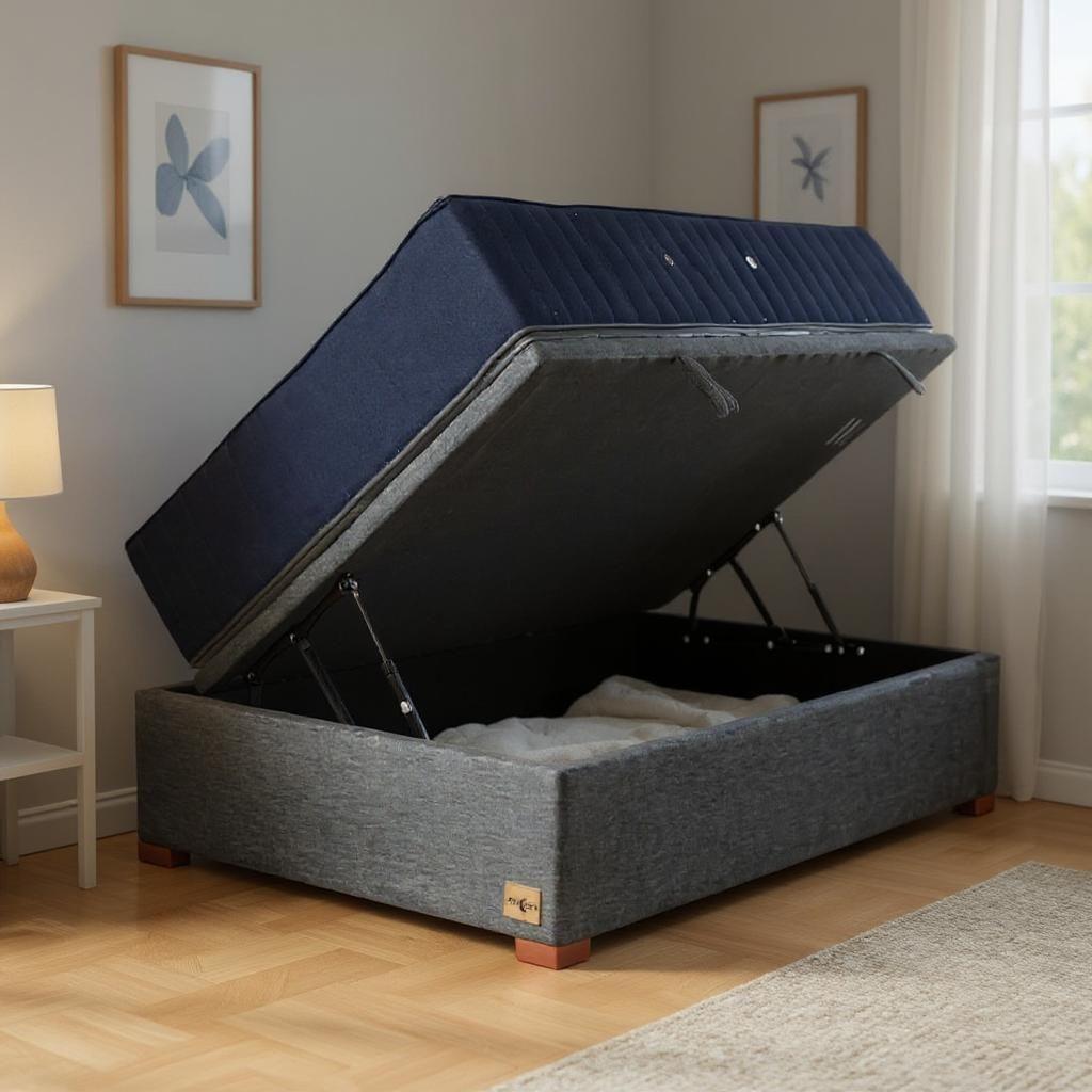 CAMA BAÚL GRIS 1,5 PLAZA L200 + COLCHÓN CIC PREMIUM + PATAS DE 4.5 CM-0