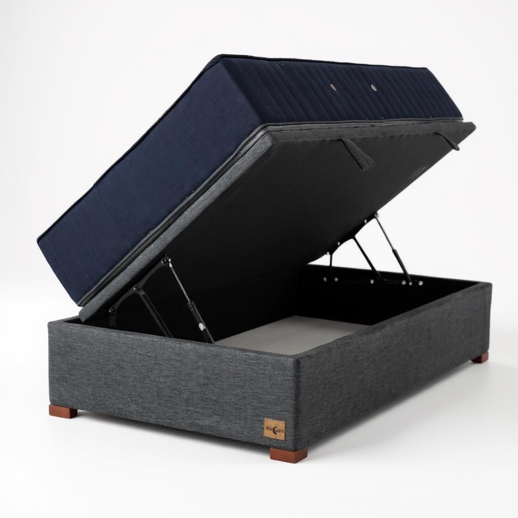 CAMA BAÚL GRIS 1,5 PLAZA L200 + COLCHÓN CIC PREMIUM + PATAS DE 4.5 CM-1