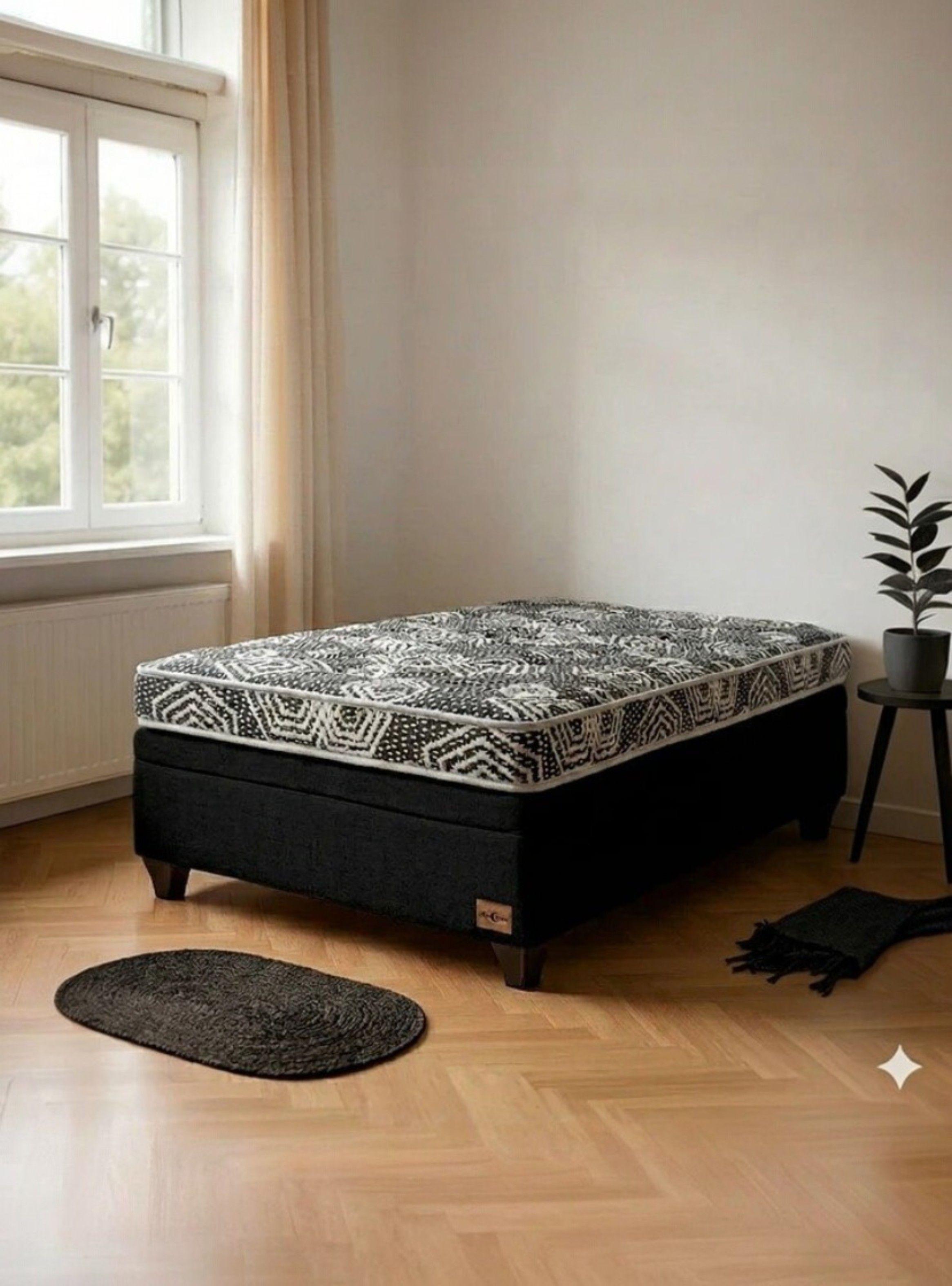Cama Baul 1 Plaza L190 cm Colchon Ideal Patas De 4 5 Negro-0