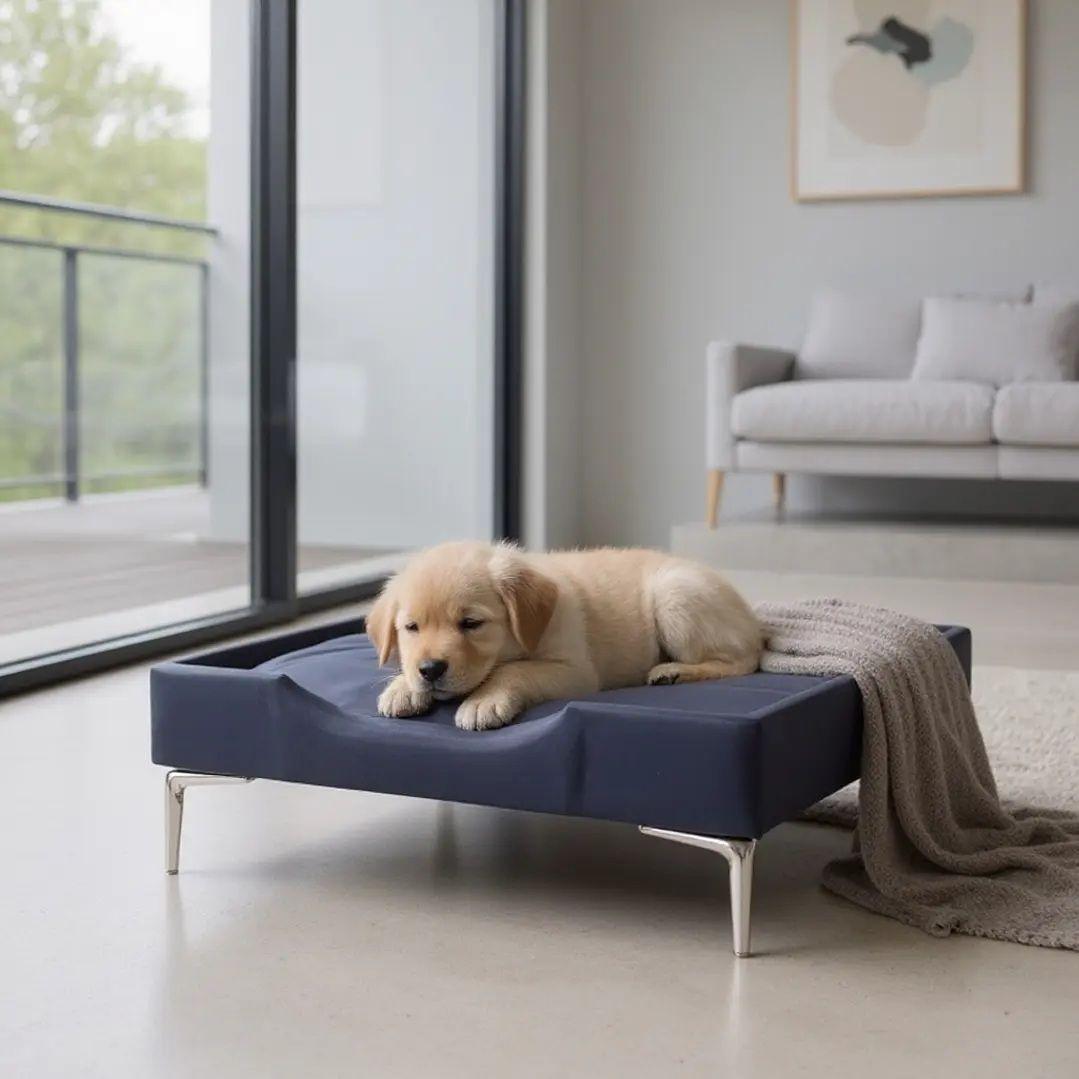 Cama de Mascotas - Talla S (55x40 cm) / Pata Cromada 15 cm (Negro)-0