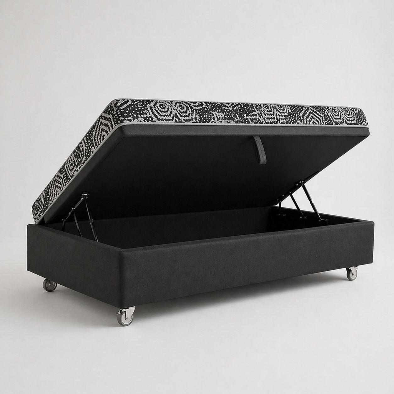 Cama Baul 1 5 Plaza L190 cm Colchon Ideal Rueda Pyton Negro-2