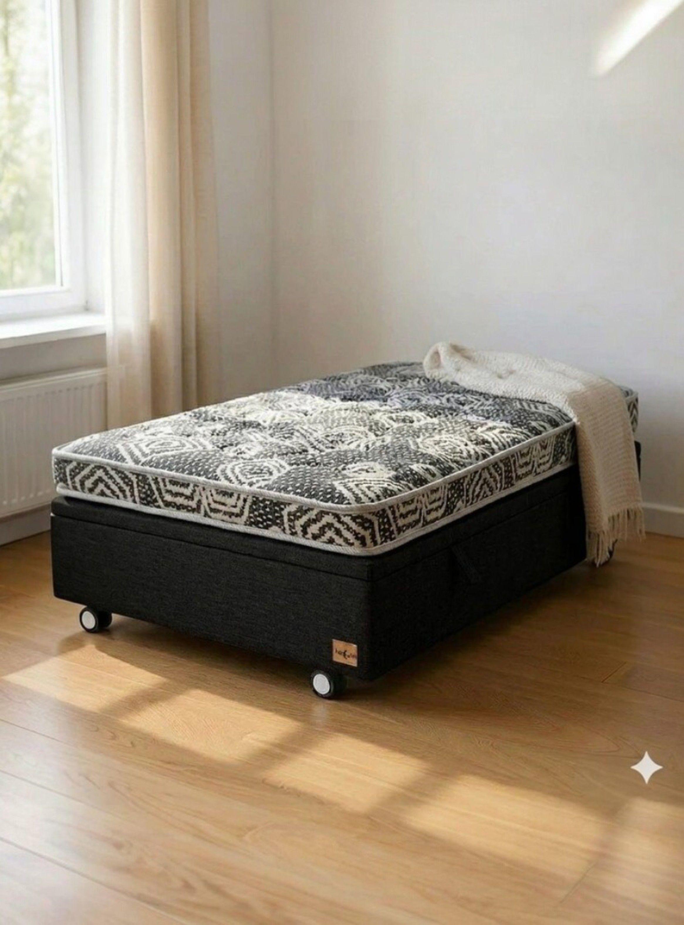 Cama Baul 1 5 Plaza L190 cm Colchon Ideal Rueda Pyton Negro-0