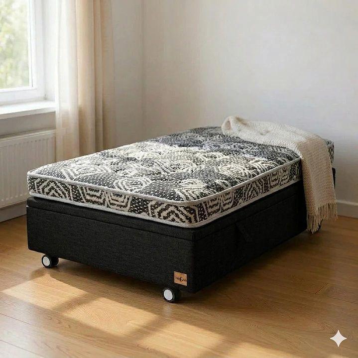Cama Baul 1 Plaza L190 cm Colchon Ideal Rueda logo Negro-0