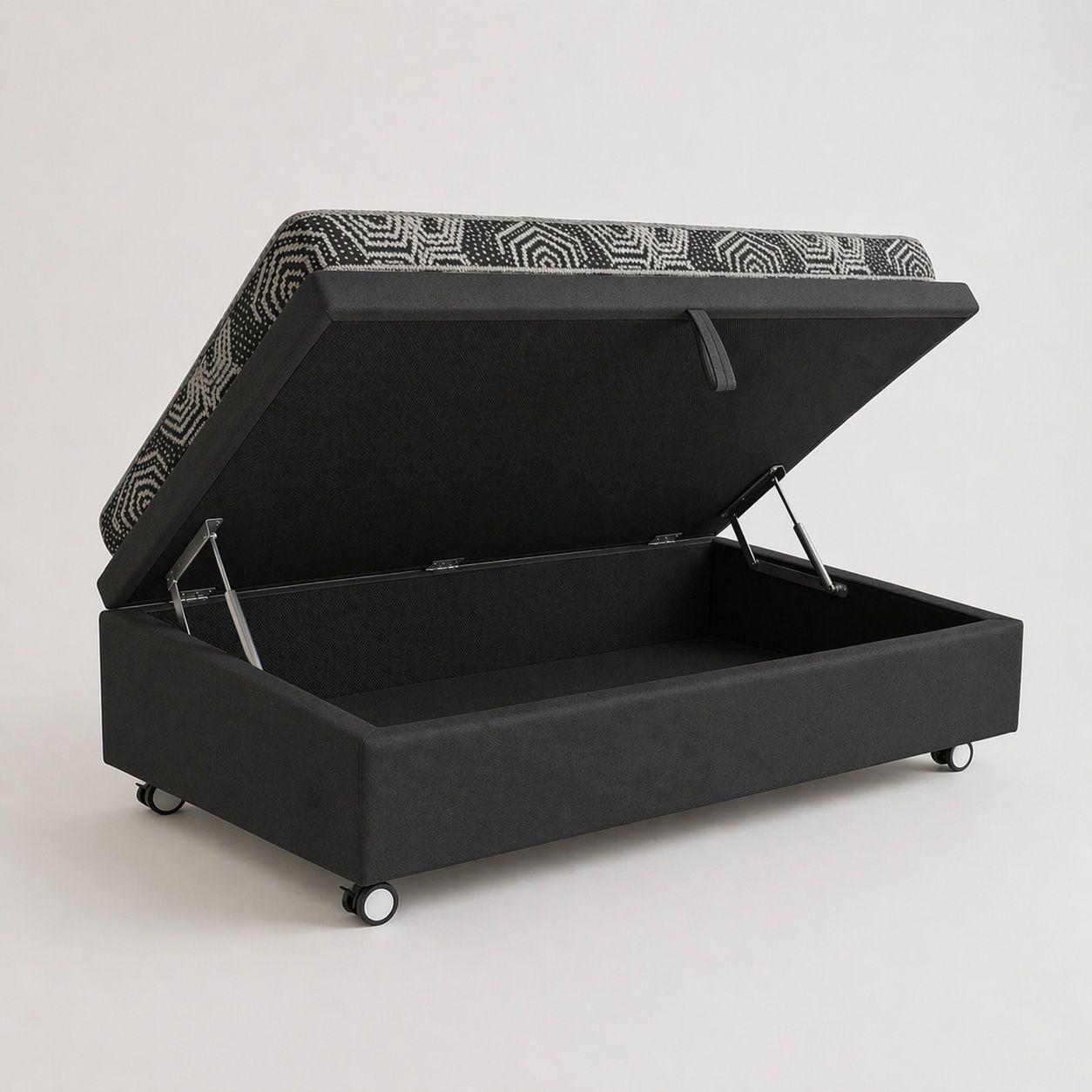 Cama Baul 1 Plaza L190 cm Colchon Ideal Rueda logo Negro-1