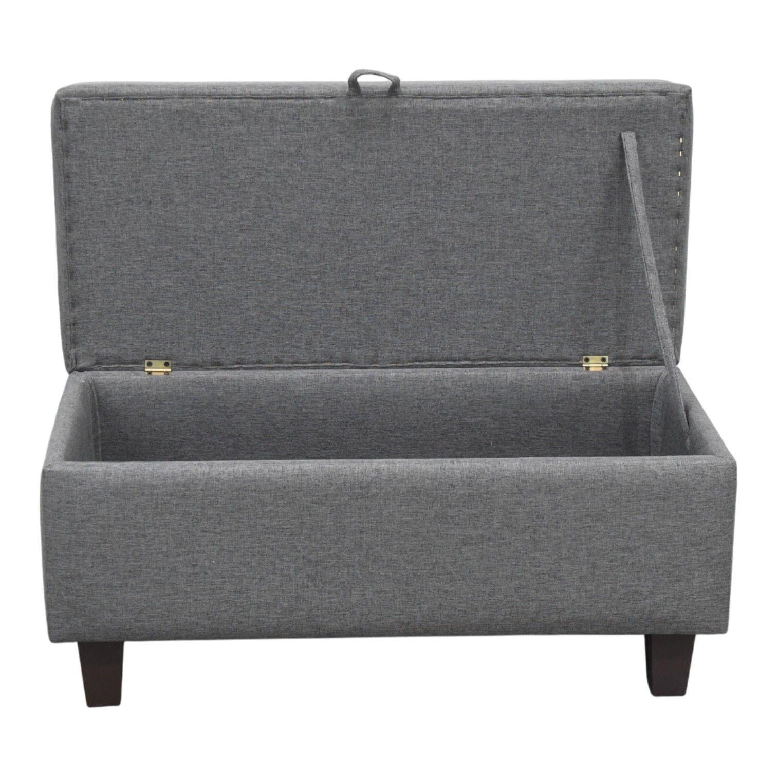 Banqueta Piecera 90 cm Tapiz Genova Grafito-4