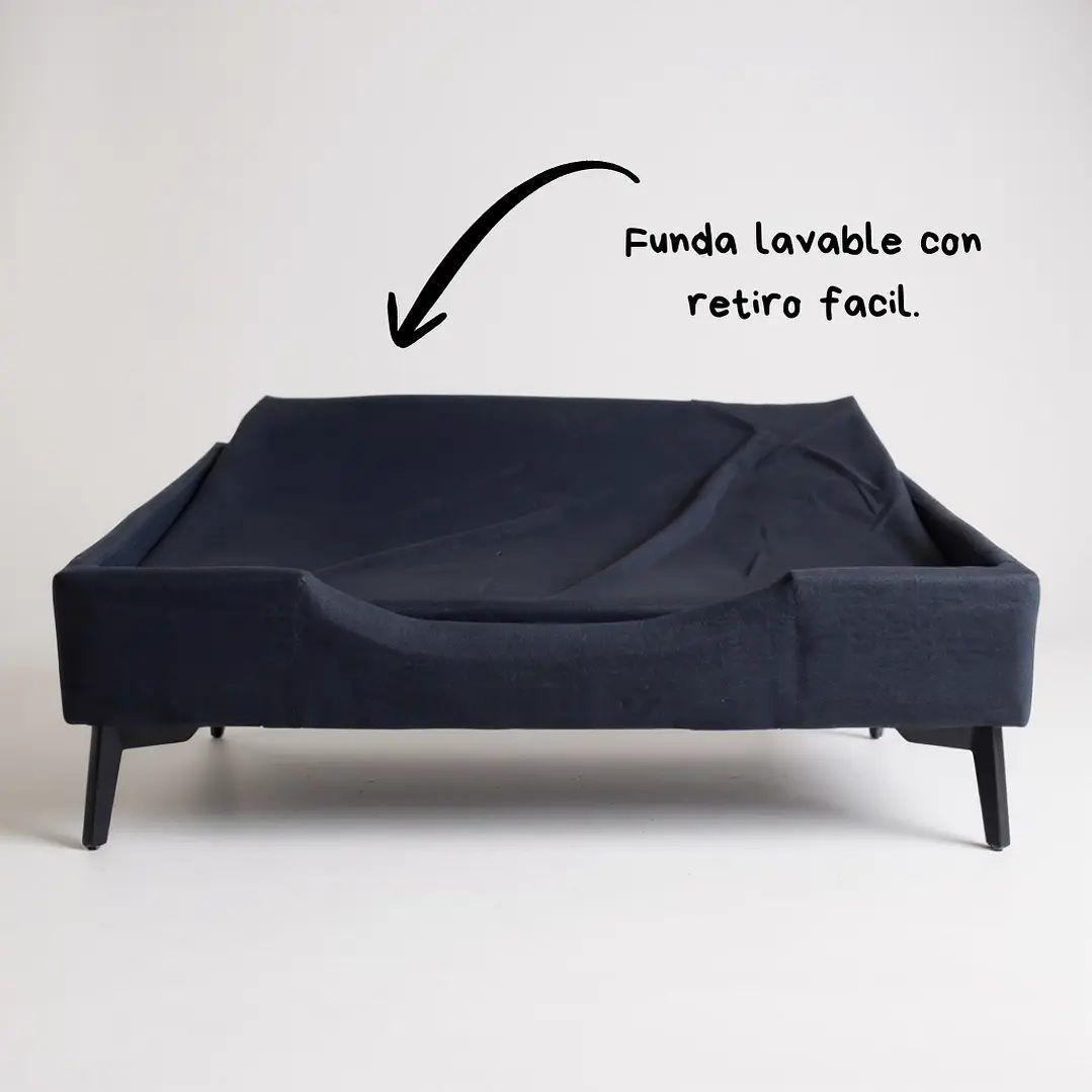 Cama de Mascotas - Talla L EXTRA (90x70 cm) / Pata Metalica 12 cm (Negro)-1