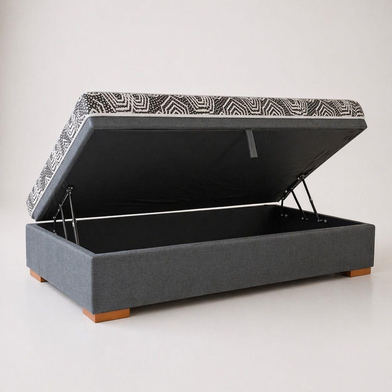 Cama Baul 1 5 Plaza L190 cm Colchon Ideal Pata 6 5 cm Gris-1