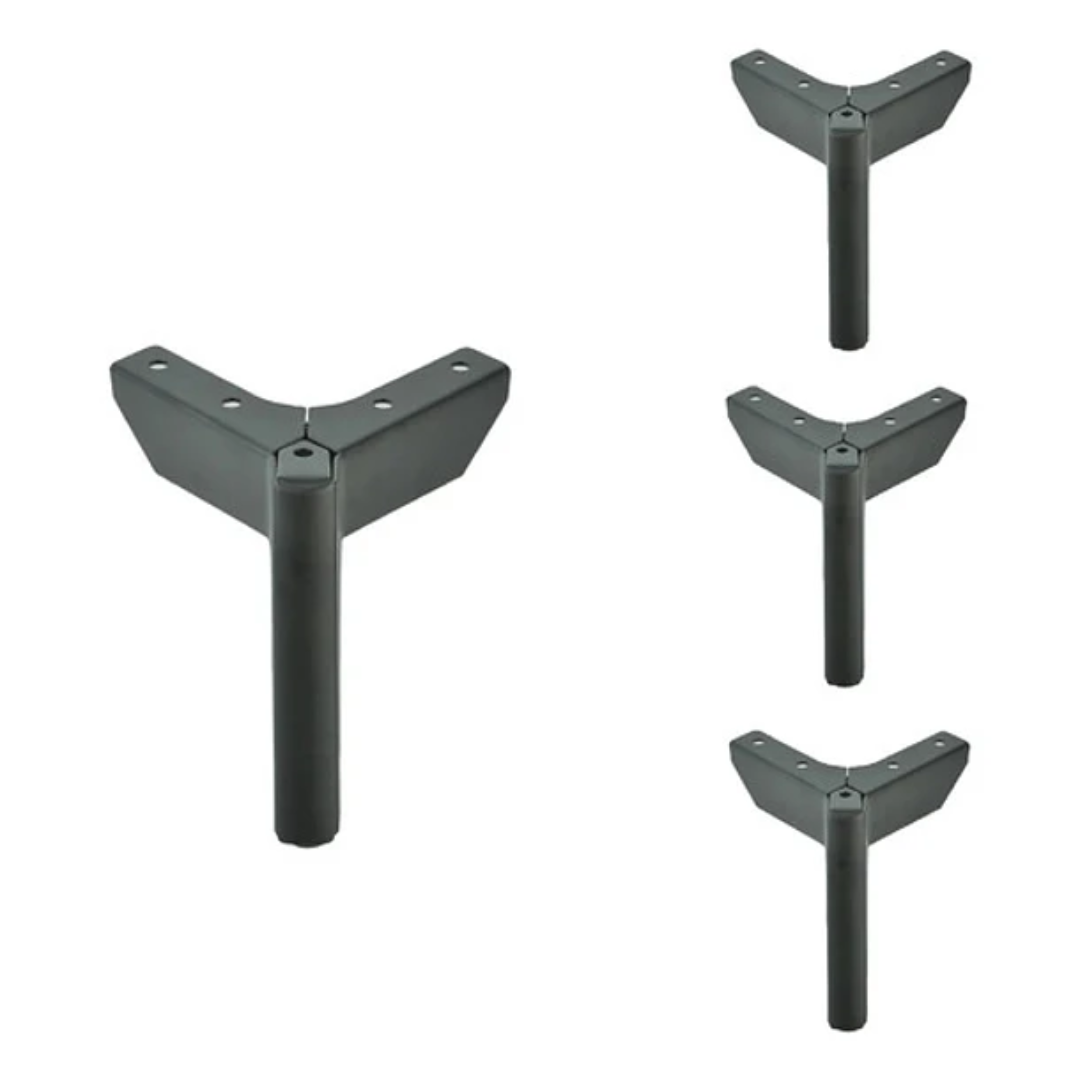 Patas Metalicas Para Muebles Con Placa De 12 Cm - Pack 4-0