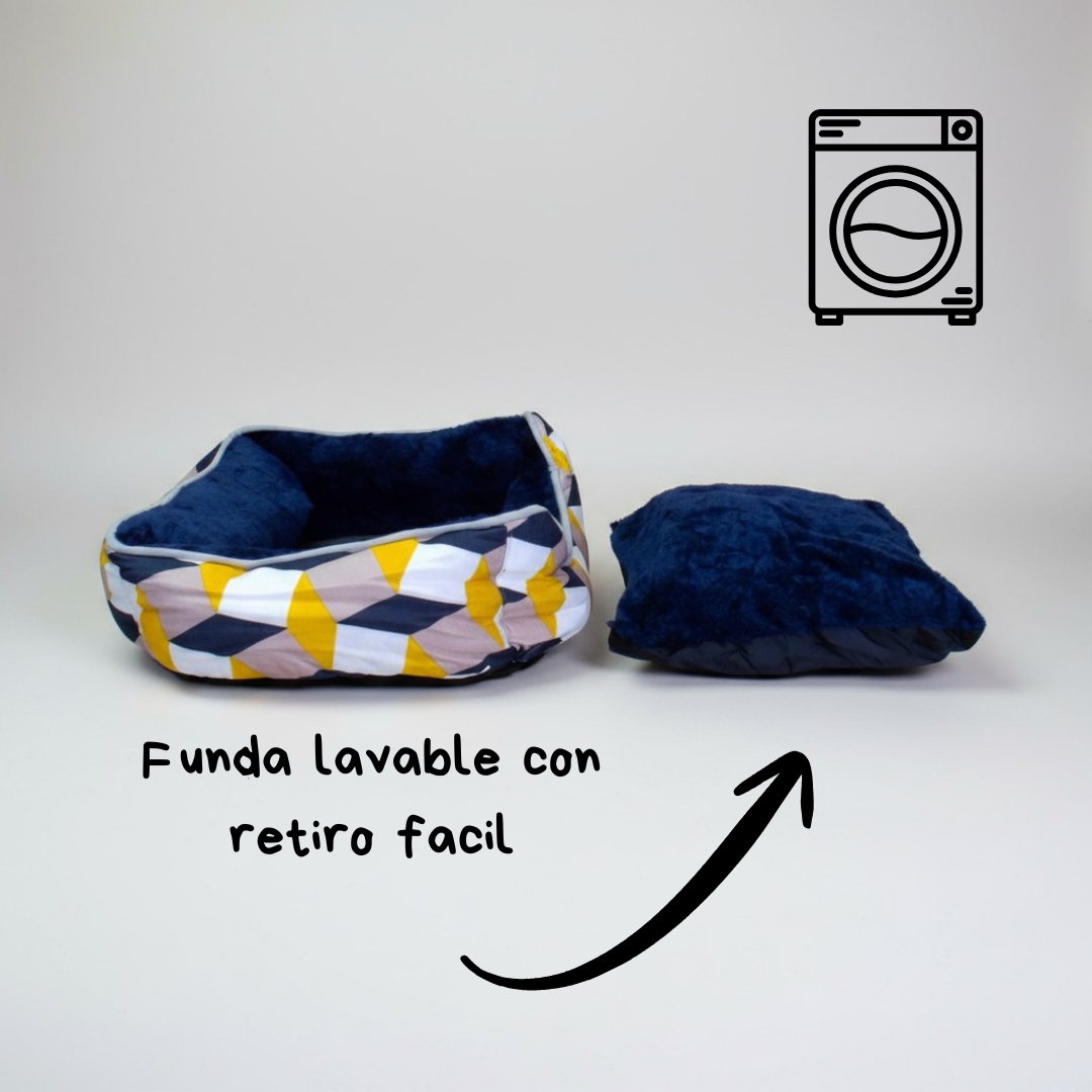 Cama Para Mascotas Espuma - Talla L (Tricolor AMARILLO)-3