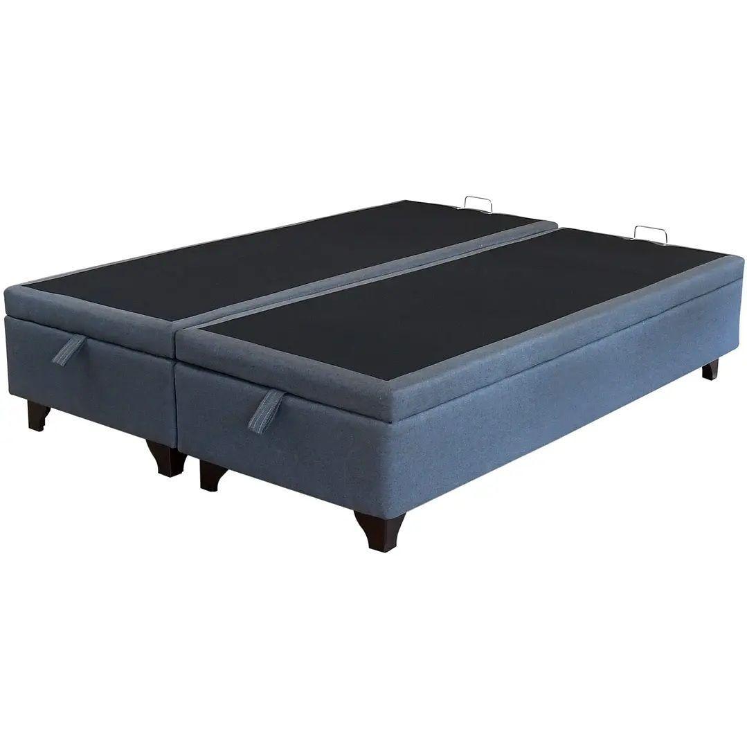 CAMA BAÚL GRIS SUPER KING DIVIDIDA L200 + COLCHÓN CIC PREMIUM + PATAS DE 11 CM-2