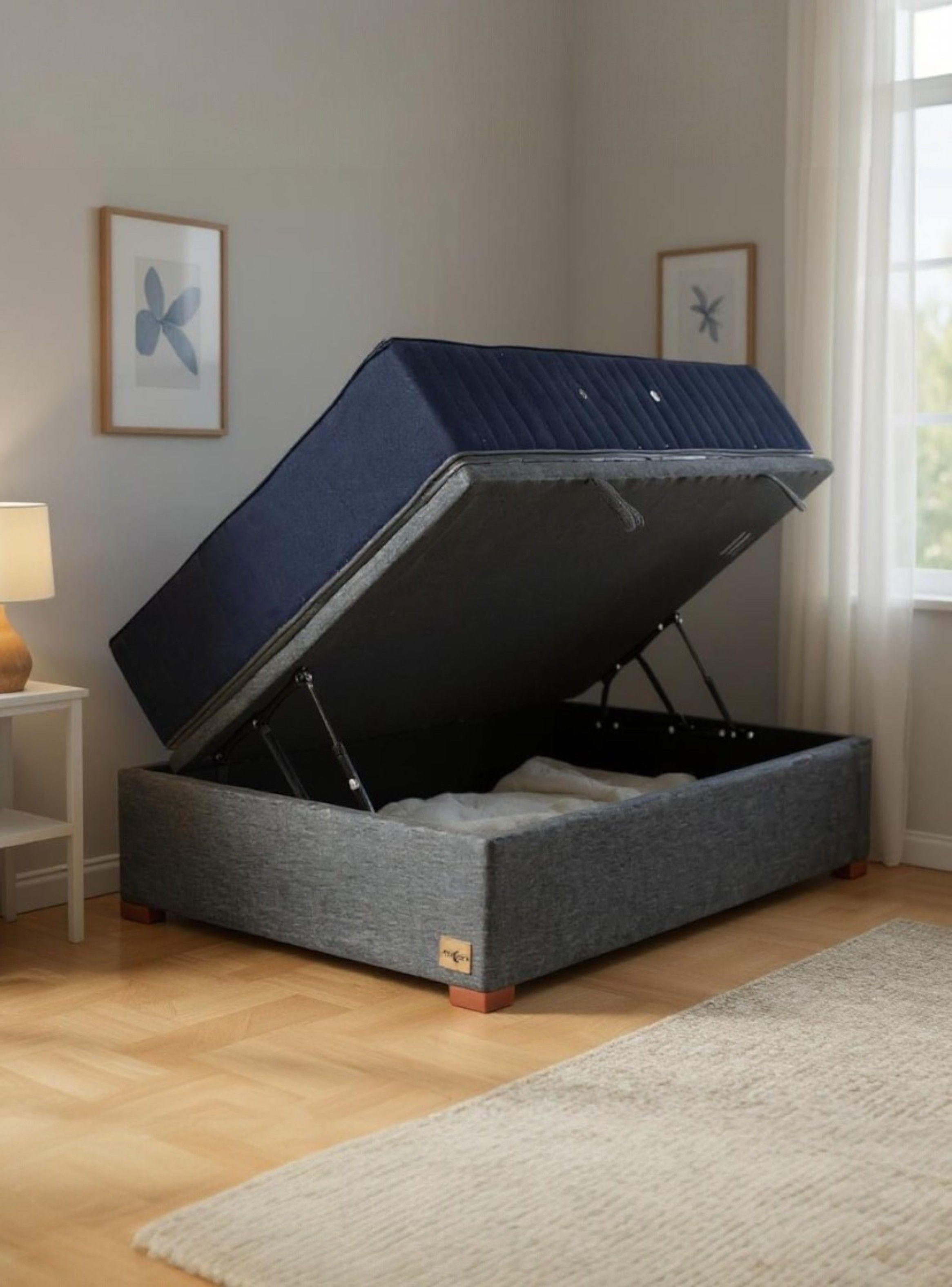 CAMA BAÚL GRIS 1 PLAZA L190 + COLCHÓN CIC PREMIUM + PATAS DE 4.5 CM-0