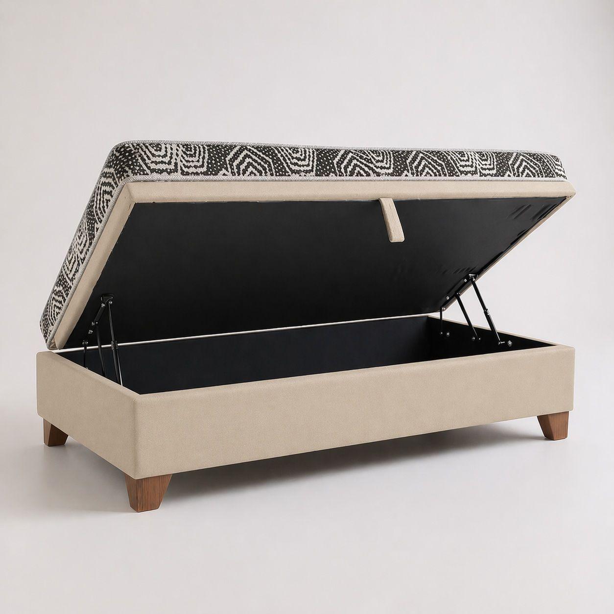 Cama Baul 1 Plaza con Colchon Modelo Ideal Con Patas De 11 cm Beige-2