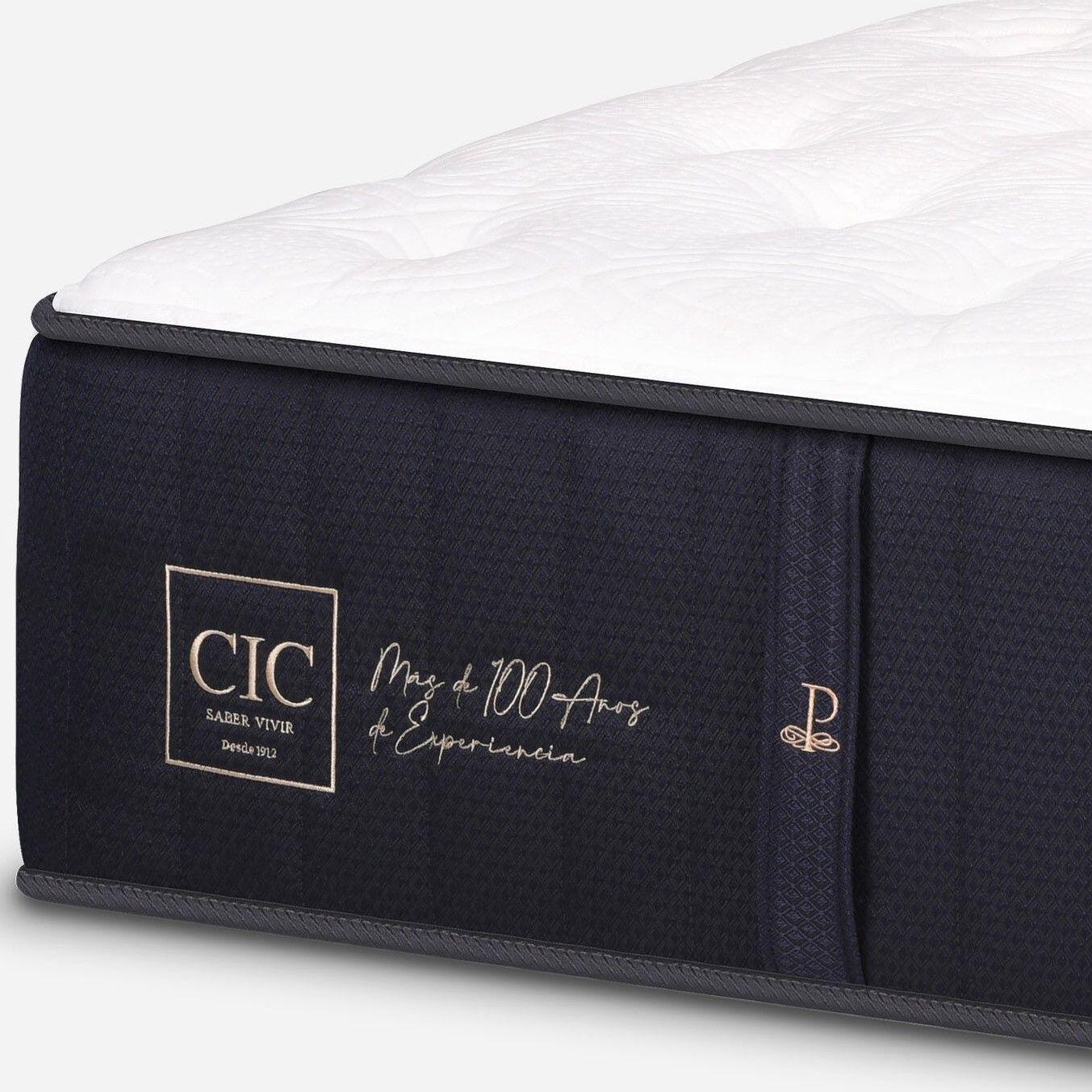 Cama Tradicional 2 Plazas + Colchon Premium CIC + Respaldo / Largo 190 cm / Patas De Metal 15 cm-4