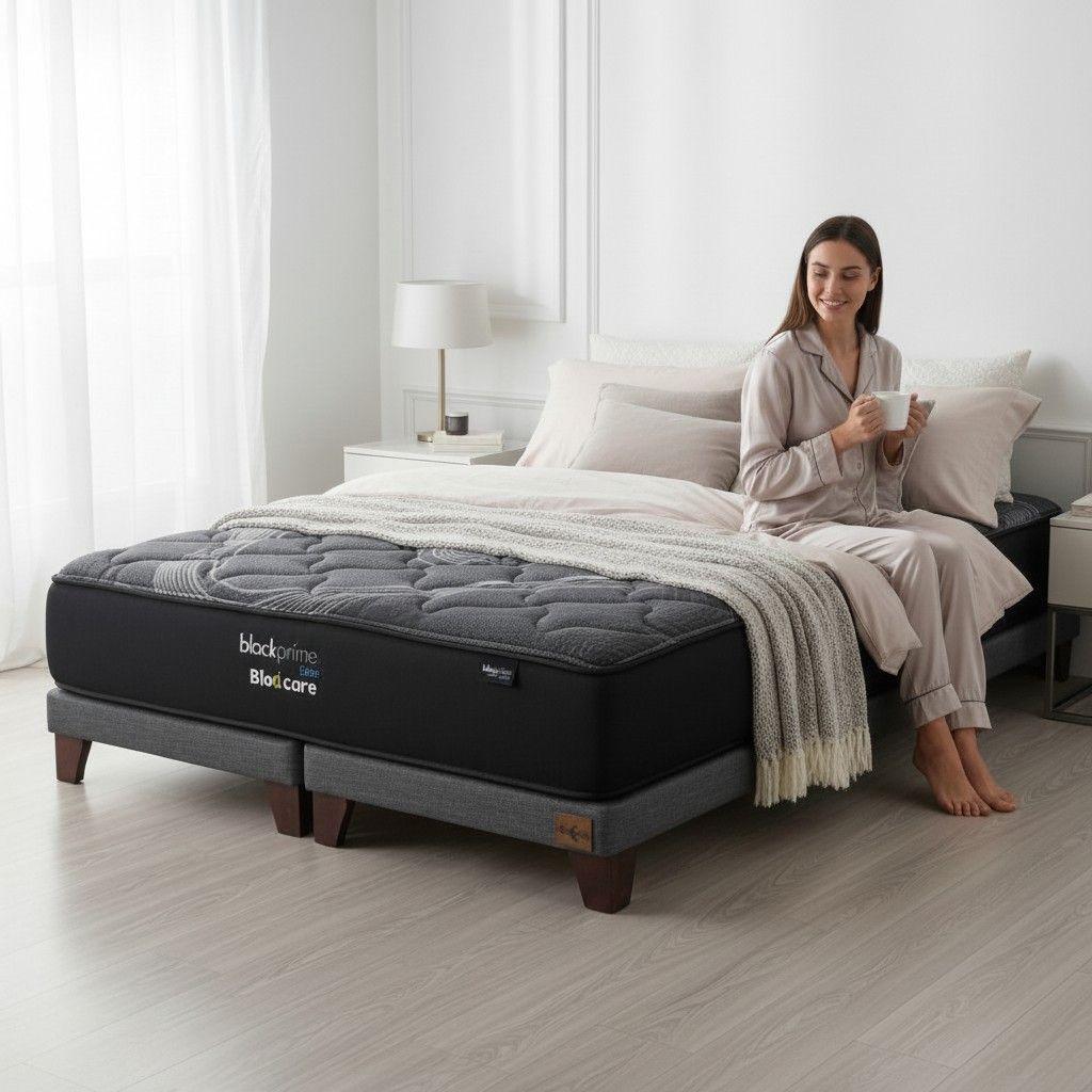 Cama Super King Box 8 cm L200 cm Colchon Black Prime Modelo Uno Con Pata 11 cm Gris-0