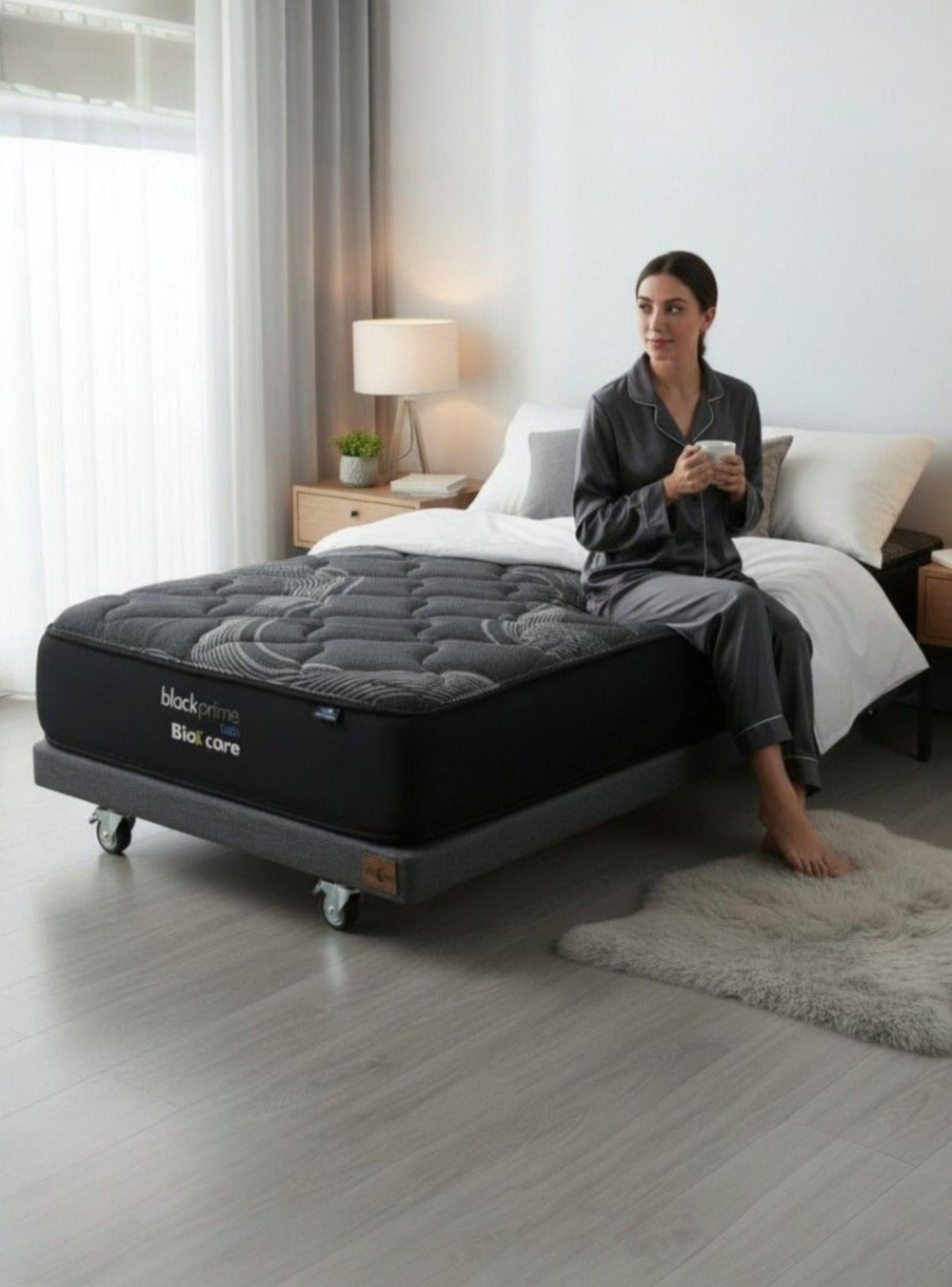 Cama 1 5 Plaza Box 8 cm L190 cm Colchon Black Prime Modelo Uno Con Rueda Logo Gris-4