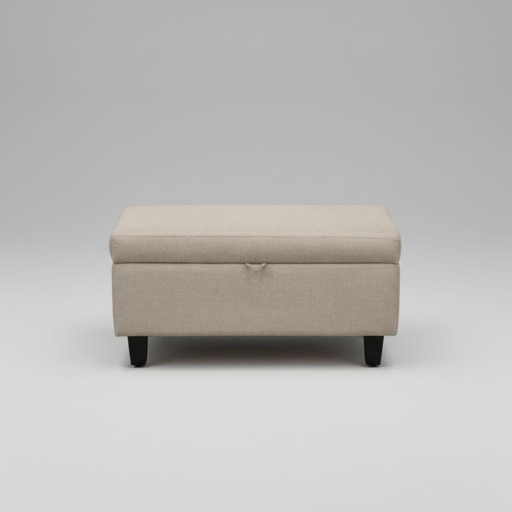 Banqueta Piecera 90 cm Tapiz Genova Beige-1