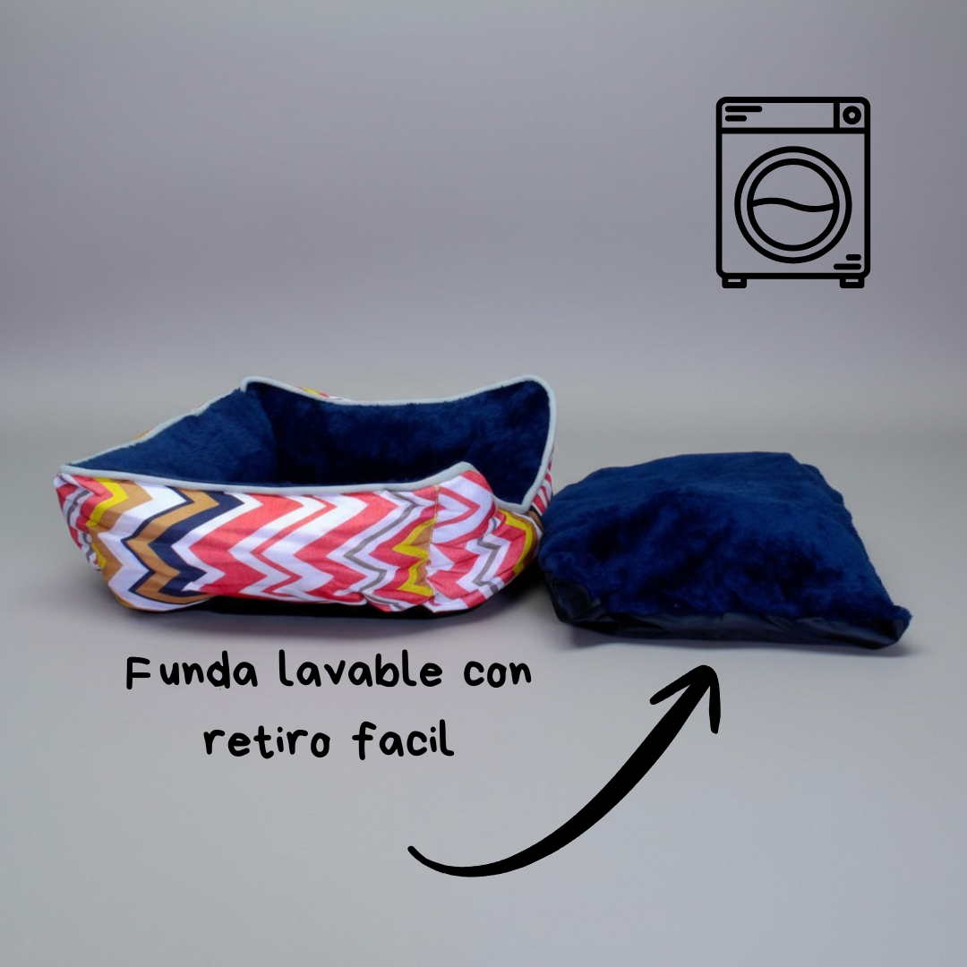 Cama Para Mascotas Espuma - Talla M (Tricolor ROJO)-3