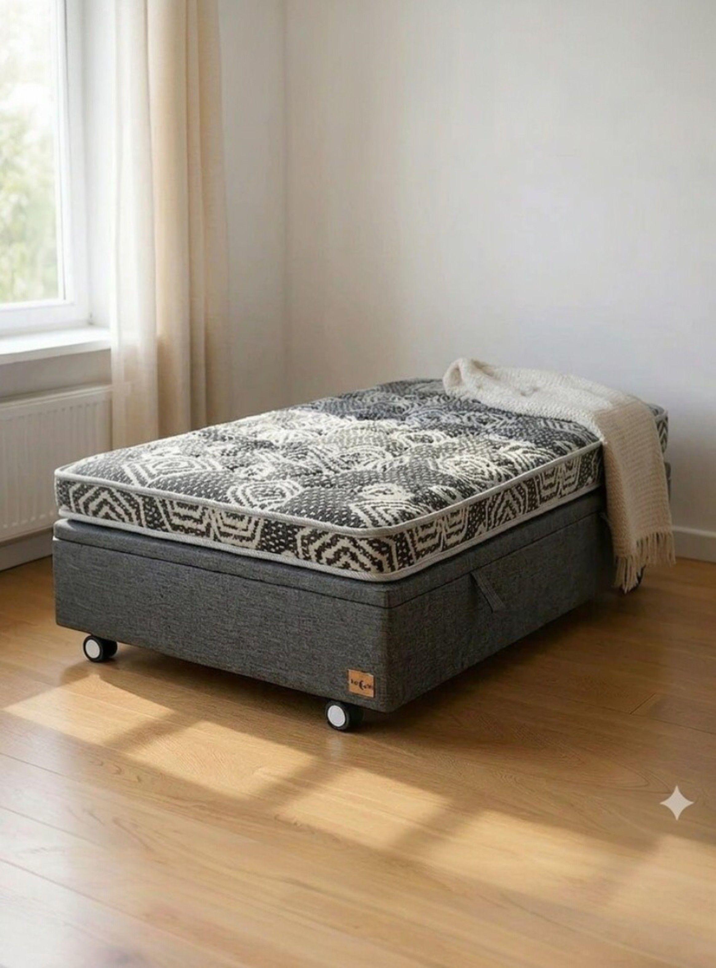 Cama Baul 1 Plaza con Colchon Modelo Ideal Con Rueda Deluxe Gris-0