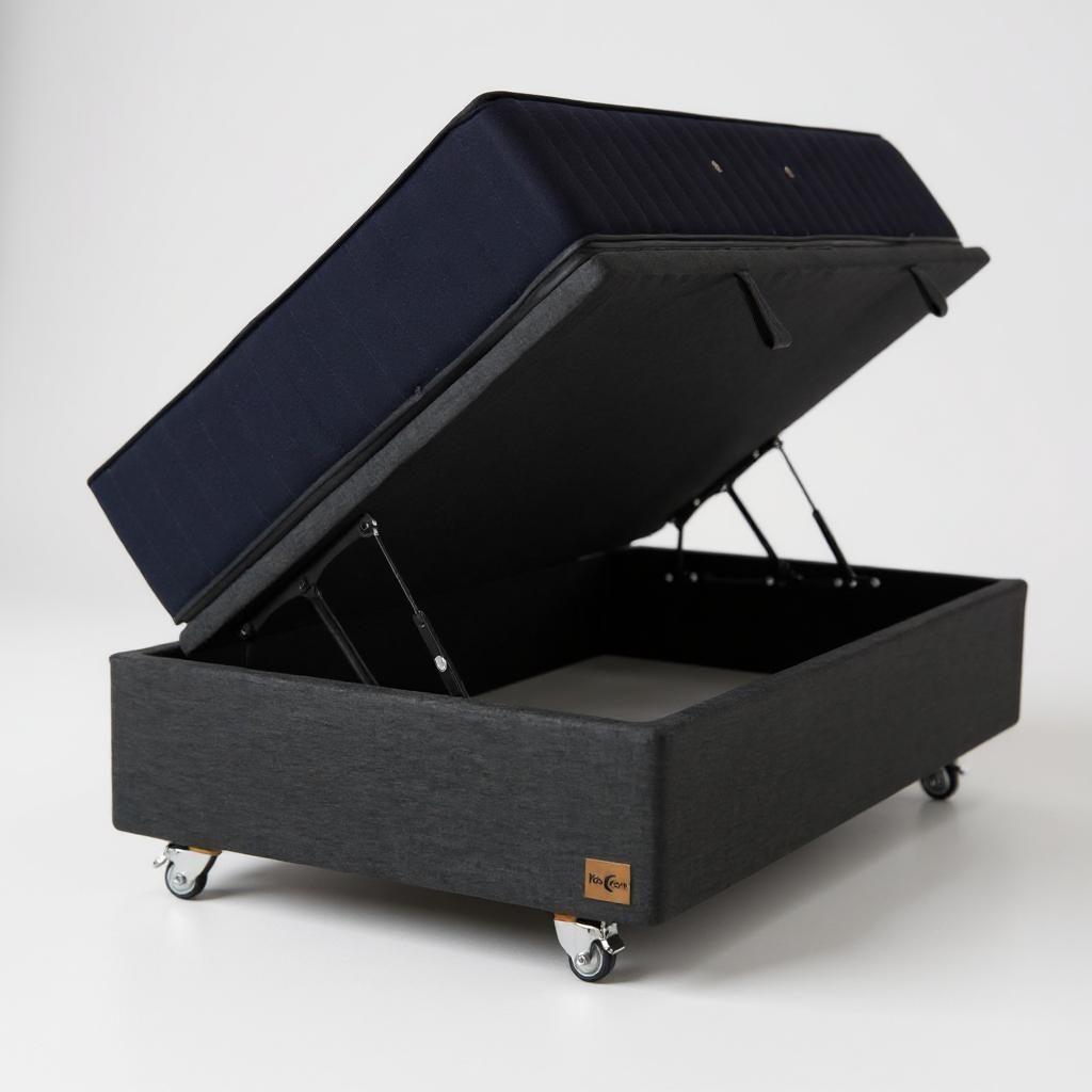CAMA BAÚL GRIS 1 PLAZA UNICA L190 + COLCHÓN CIC PREMIUM + RUEDAS DELUXE-2