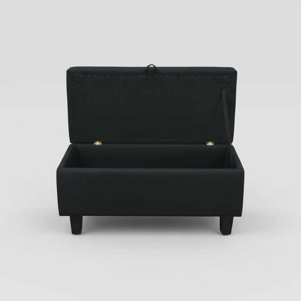 Banqueta Piecera 90 cm Tapiz Genova Negro-2