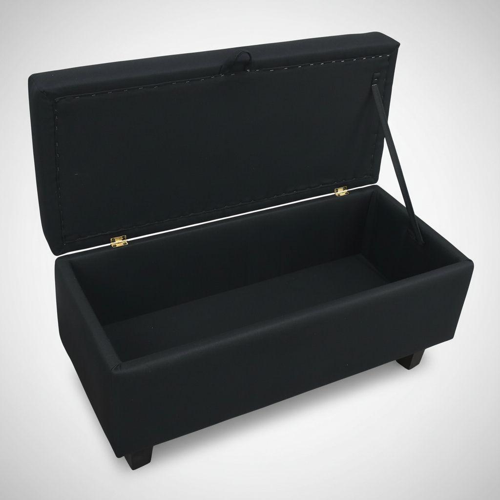 Banqueta Piecera 90 cm Tapiz Genova Negro-3