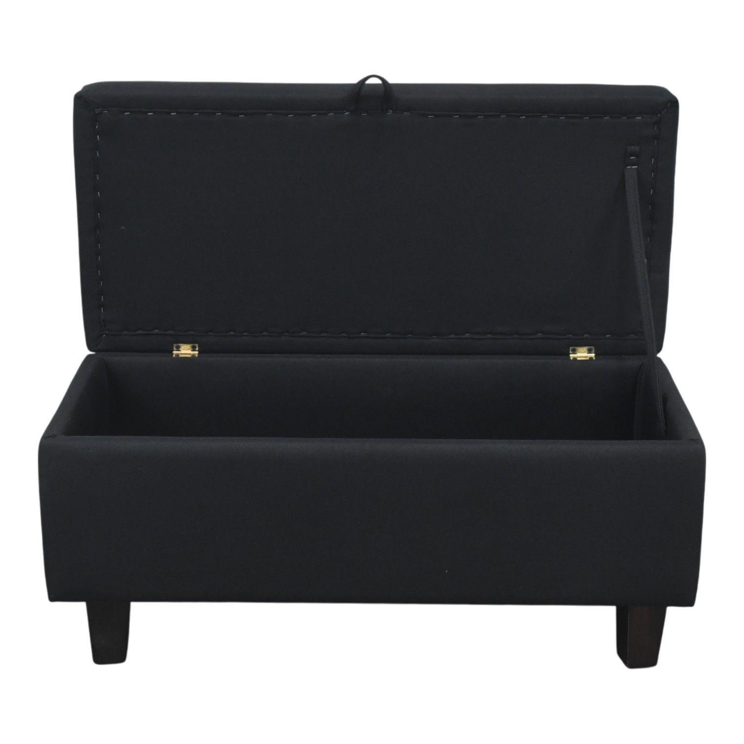 Banqueta Piecera 90 cm Tapiz Genova Negro-4