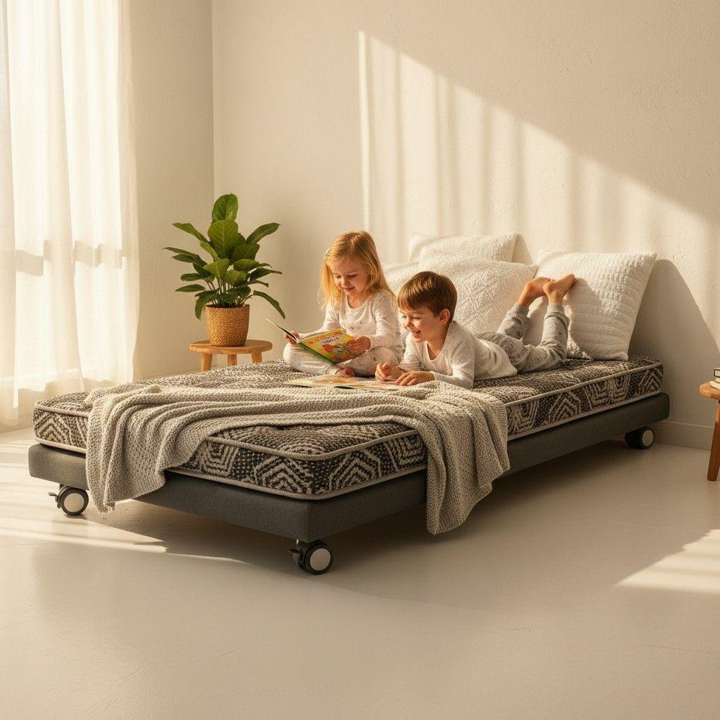 Cama 1.5 Plaza Box 8 cm L190 cm Colchon Ideal Rueda Divan-1