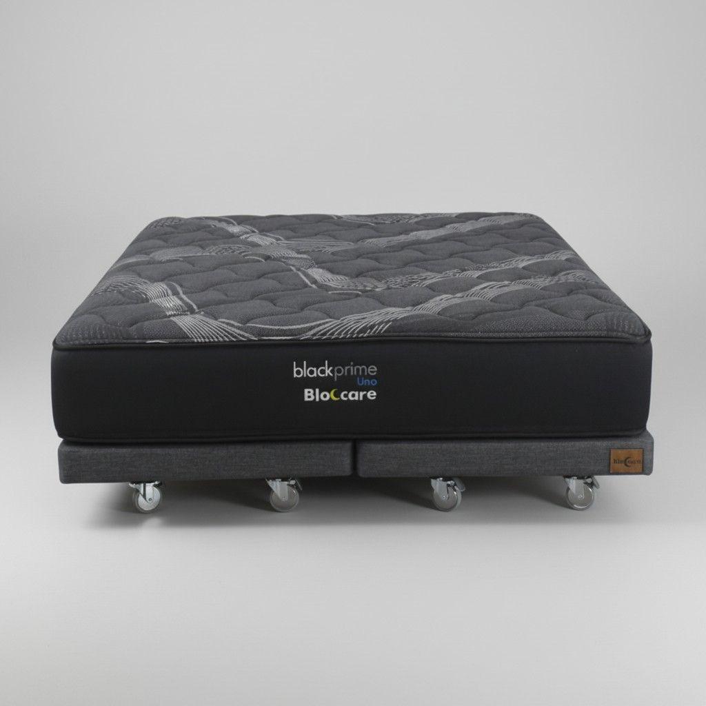 Cama 2 Plaza Box 8 cm L200 cm Colchon Black Prime Modelo Uno Con Rueda Pyton Gris-2