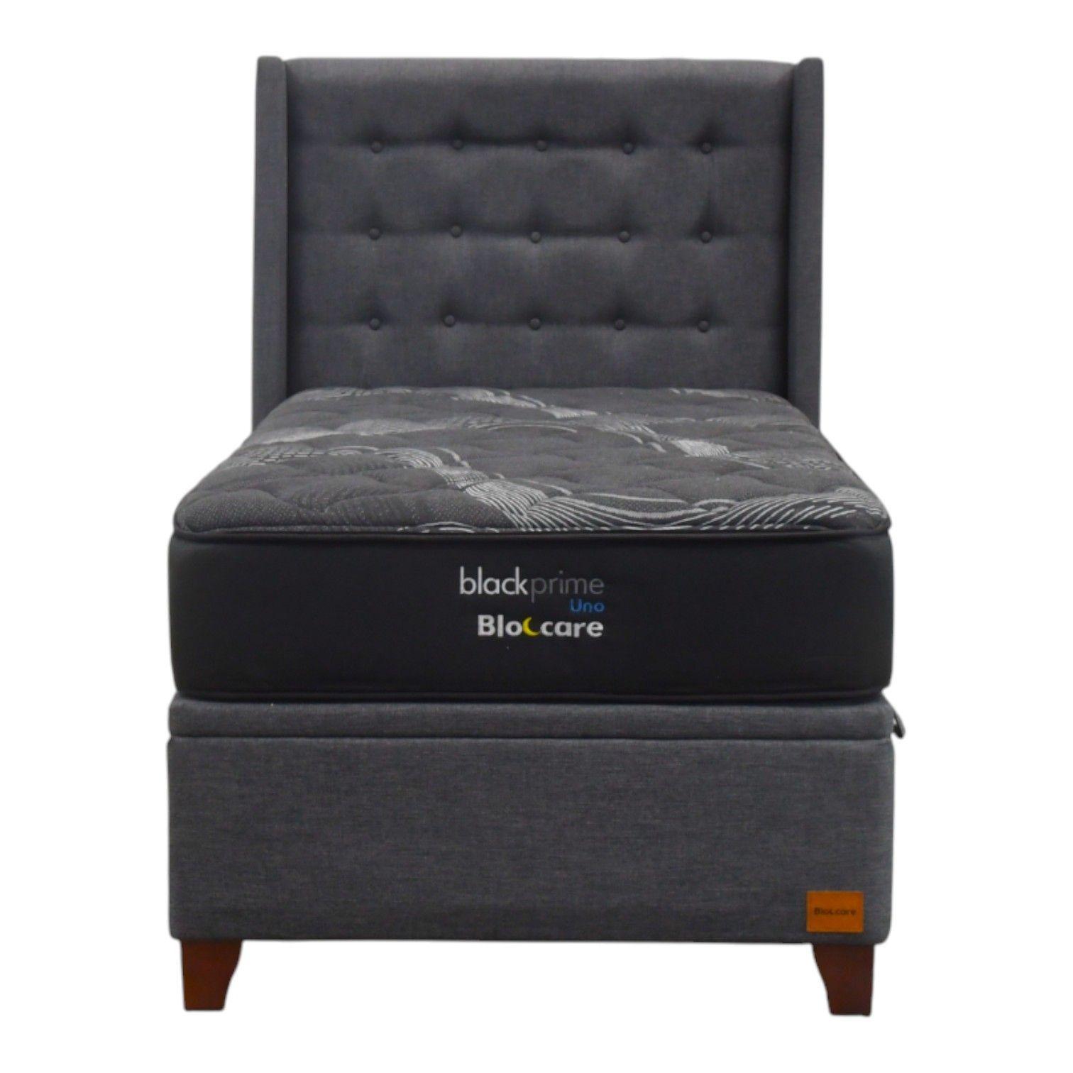 Cama Baul 1 5 Plaza L190 cm Colchon Black Prime Modelo Uno Respaldo Con Pata de 11 cm Gris-4