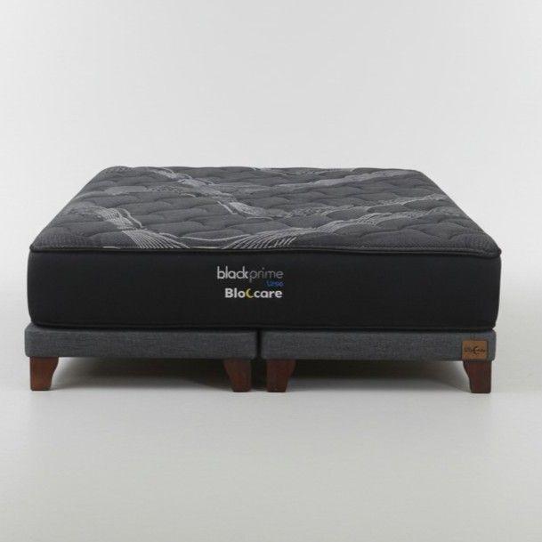 Cama 2 Plazas Box 8 cm L190 cm Colchon Black Prime Modelo Uno Con Pata 11 cm Gris-2