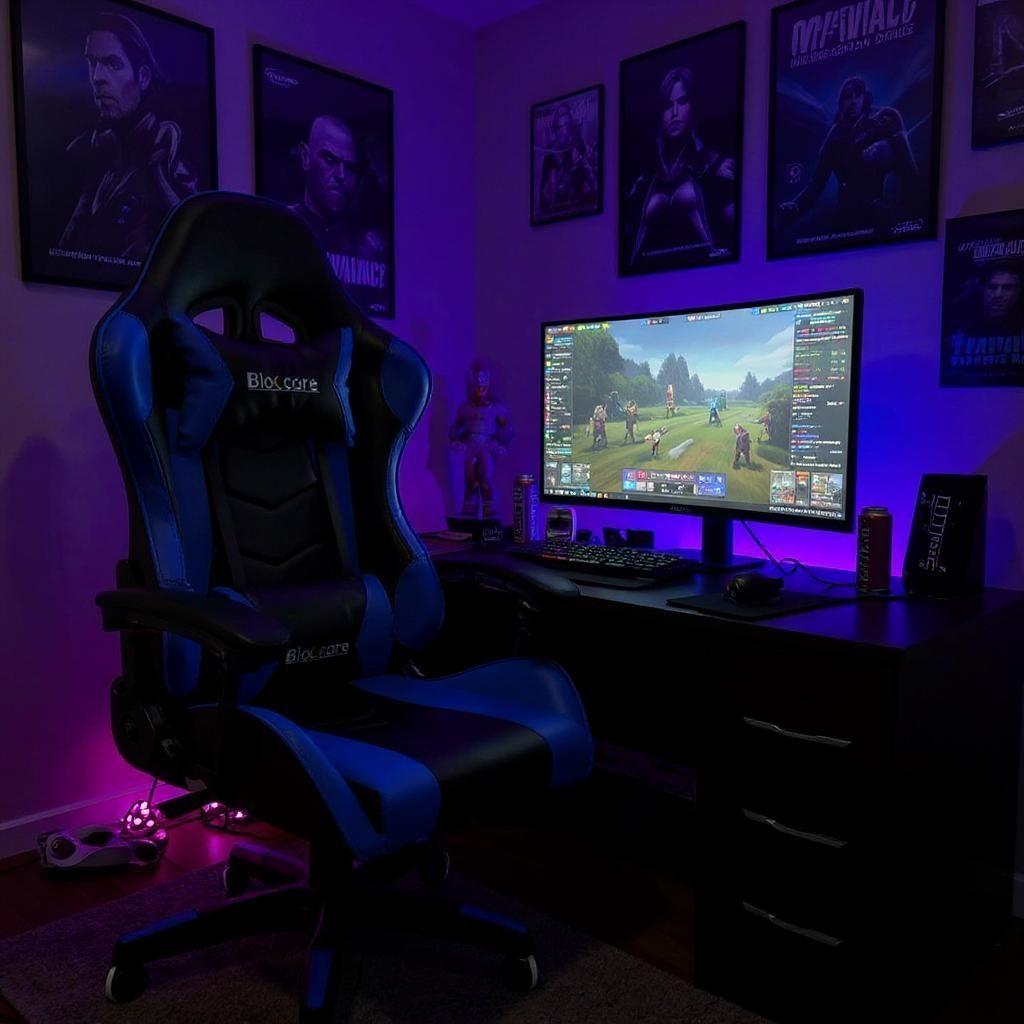 Silla Gamer Reclinable - Color Azul-2