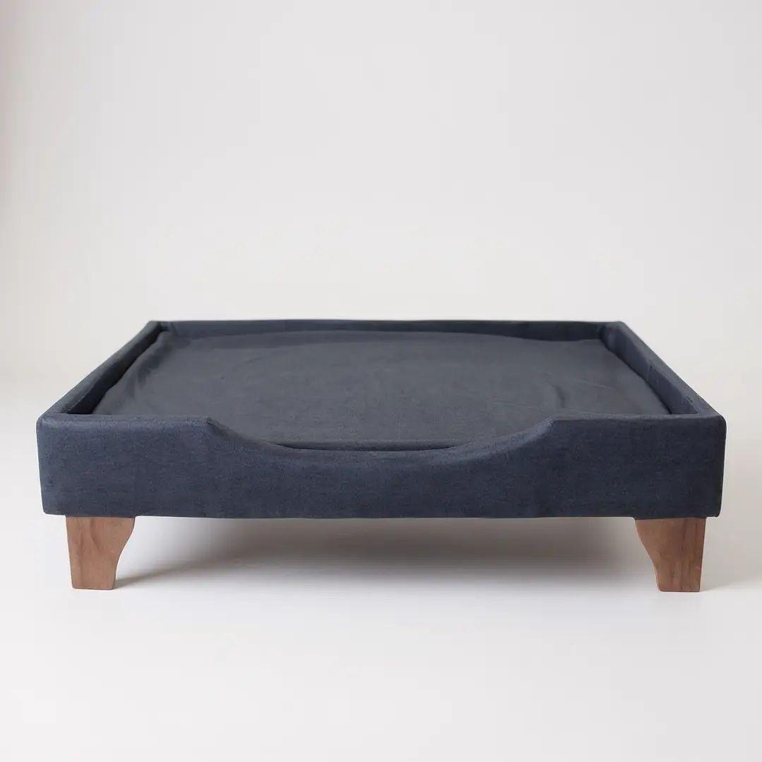 Cama de Mascotas - Talla XL EXTRA (110x80 cm) / Patas De Madera 11 cm (Negro)-2