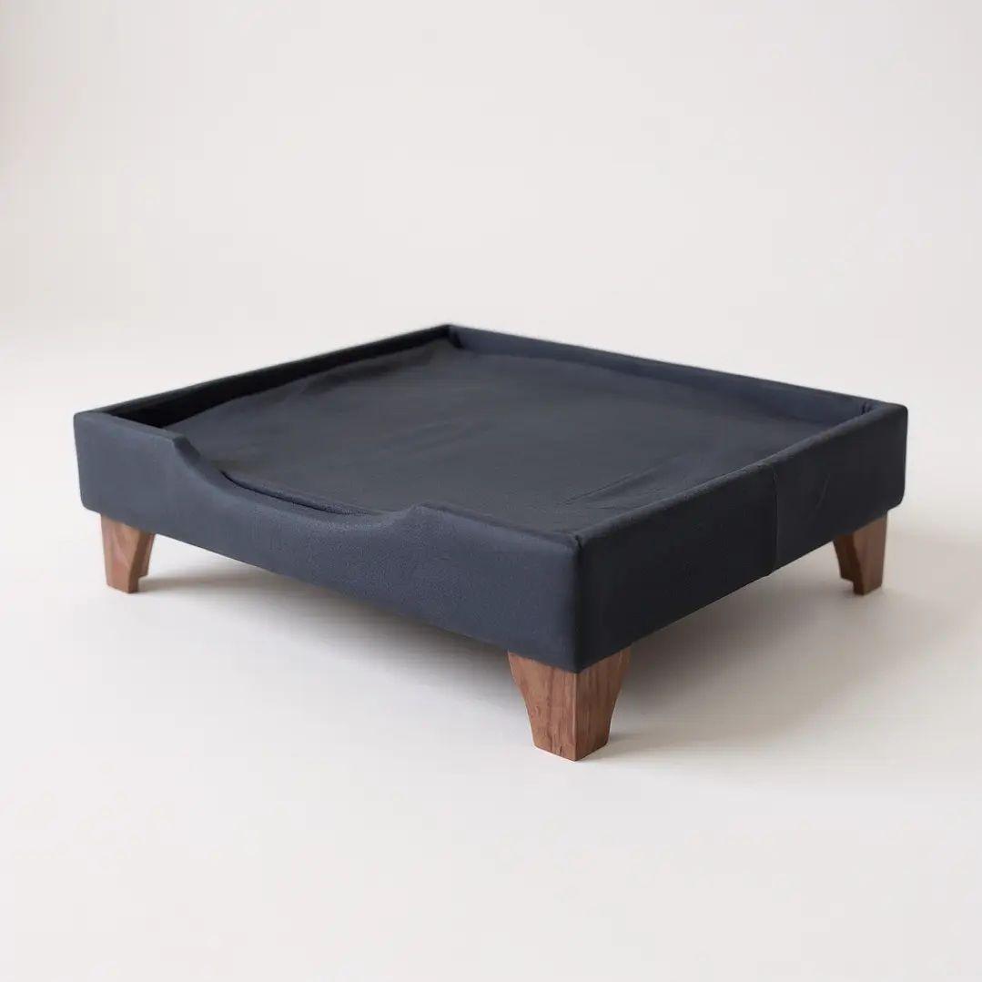 Cama de Mascotas - Talla XL EXTRA (110x80 cm) / Patas De Madera 11 cm (Negro)-2